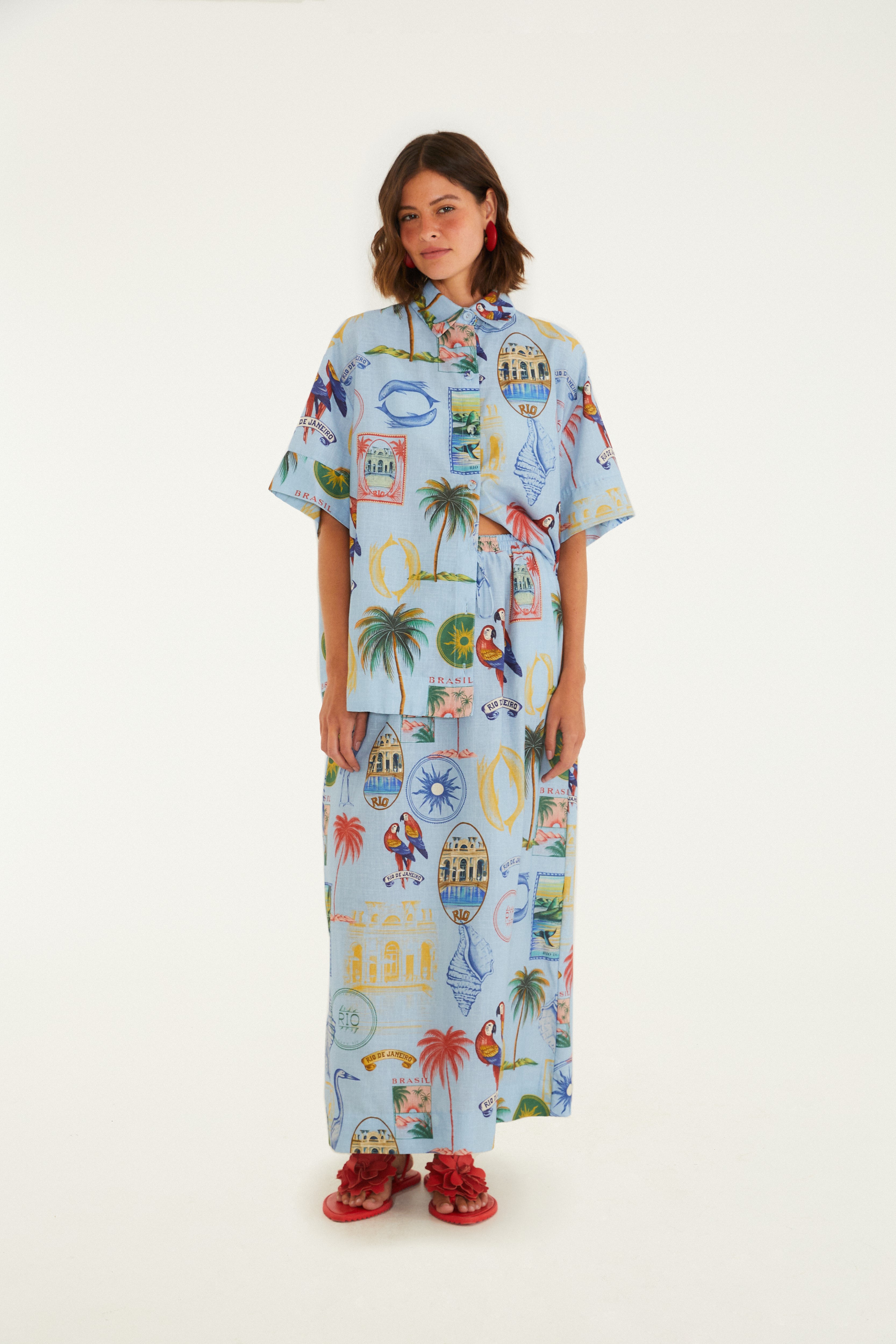 Camisa Estampada Tropical Vintage