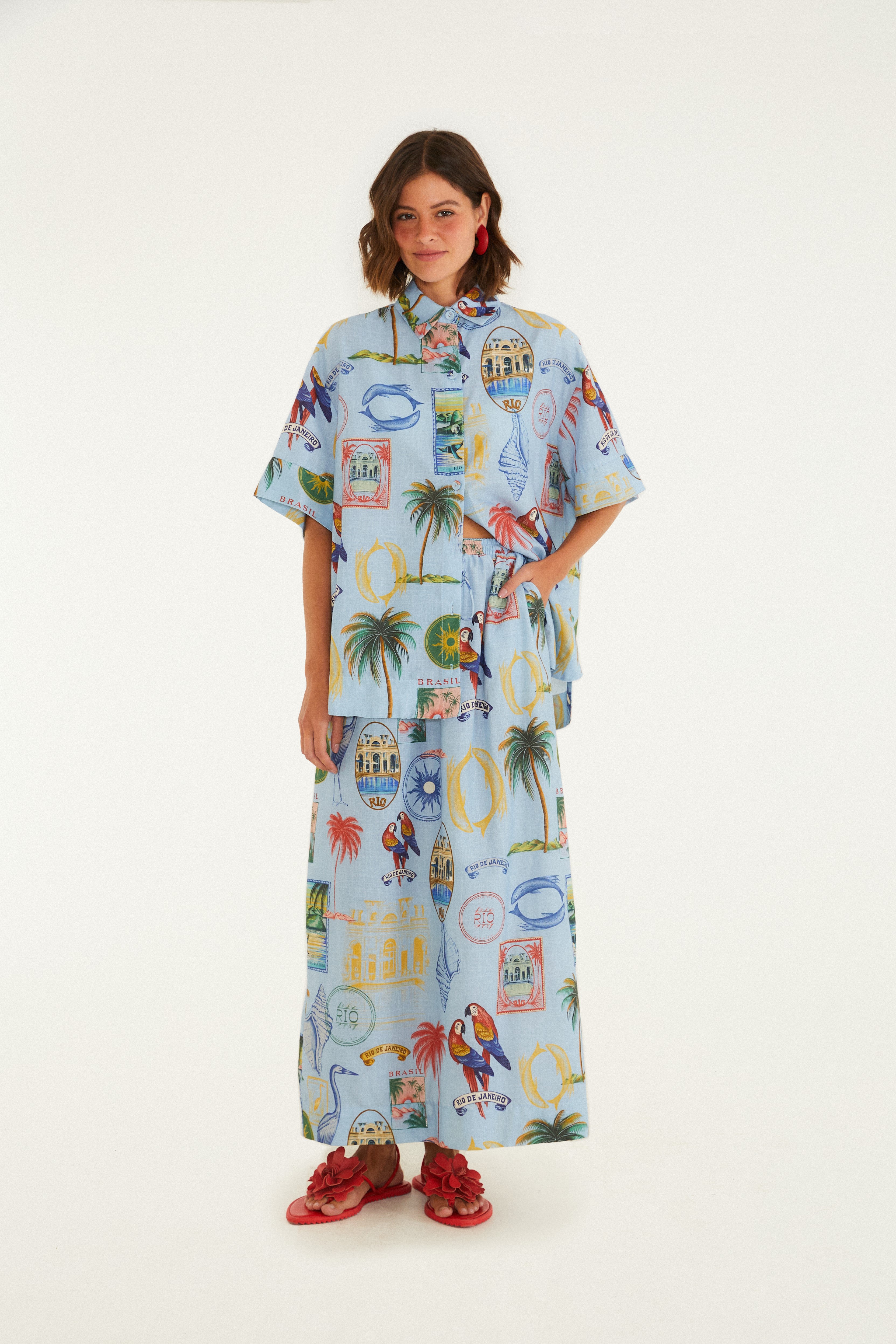 Saia Estampada Tropical Vintage