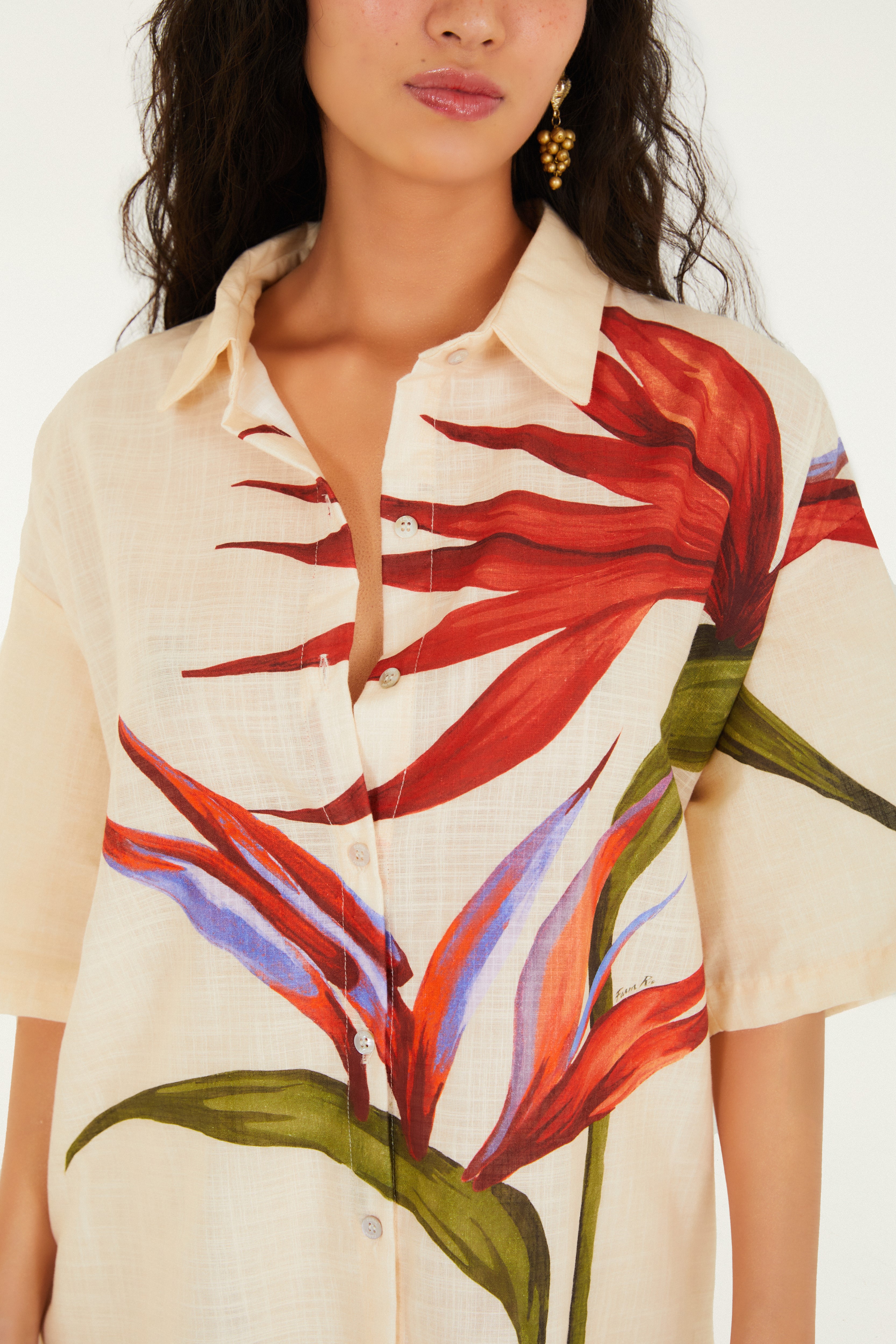 Camisa Estampada Maxi Estrelícia