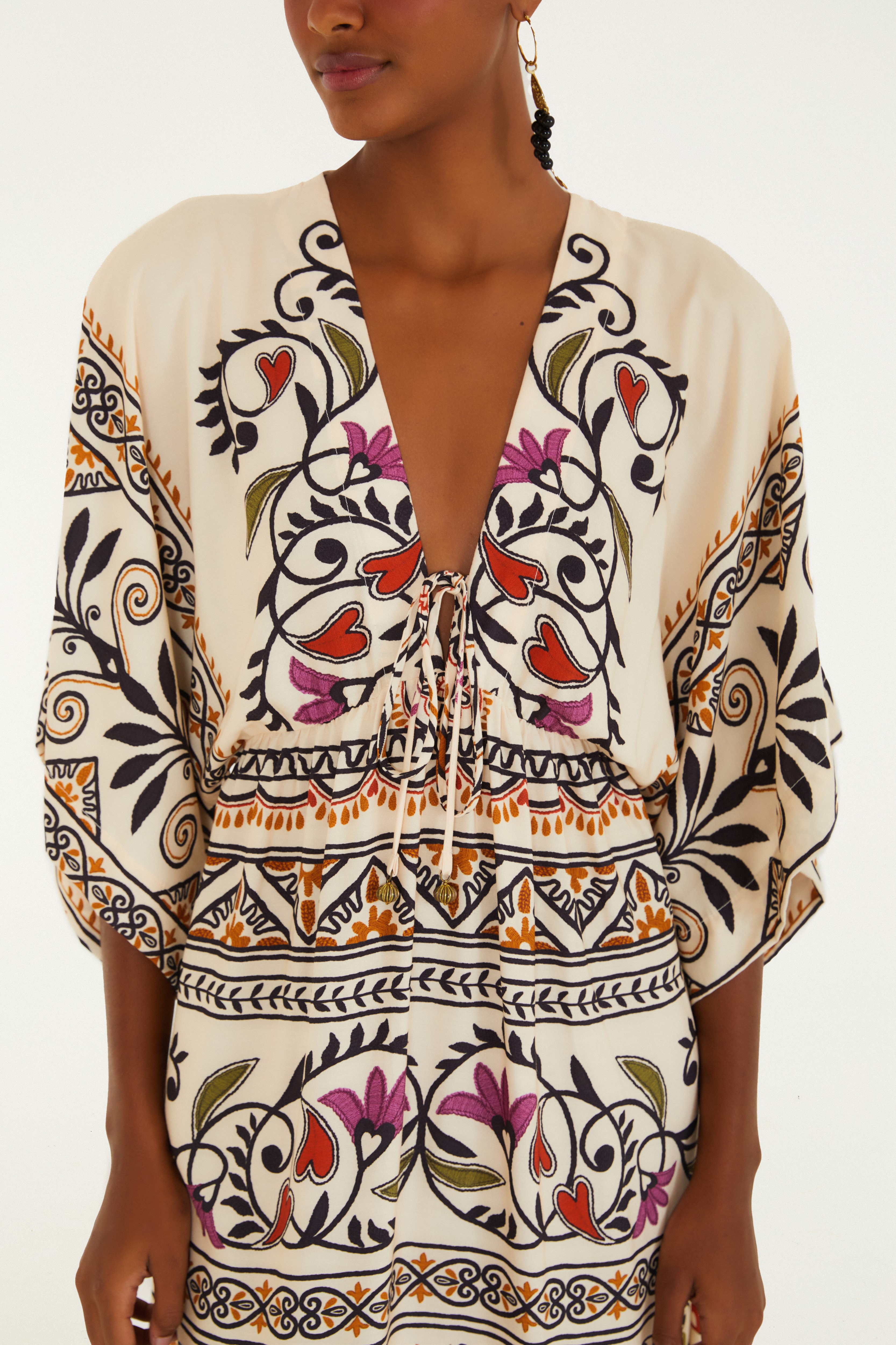 Vestido Longo Manga Estampado Adriele