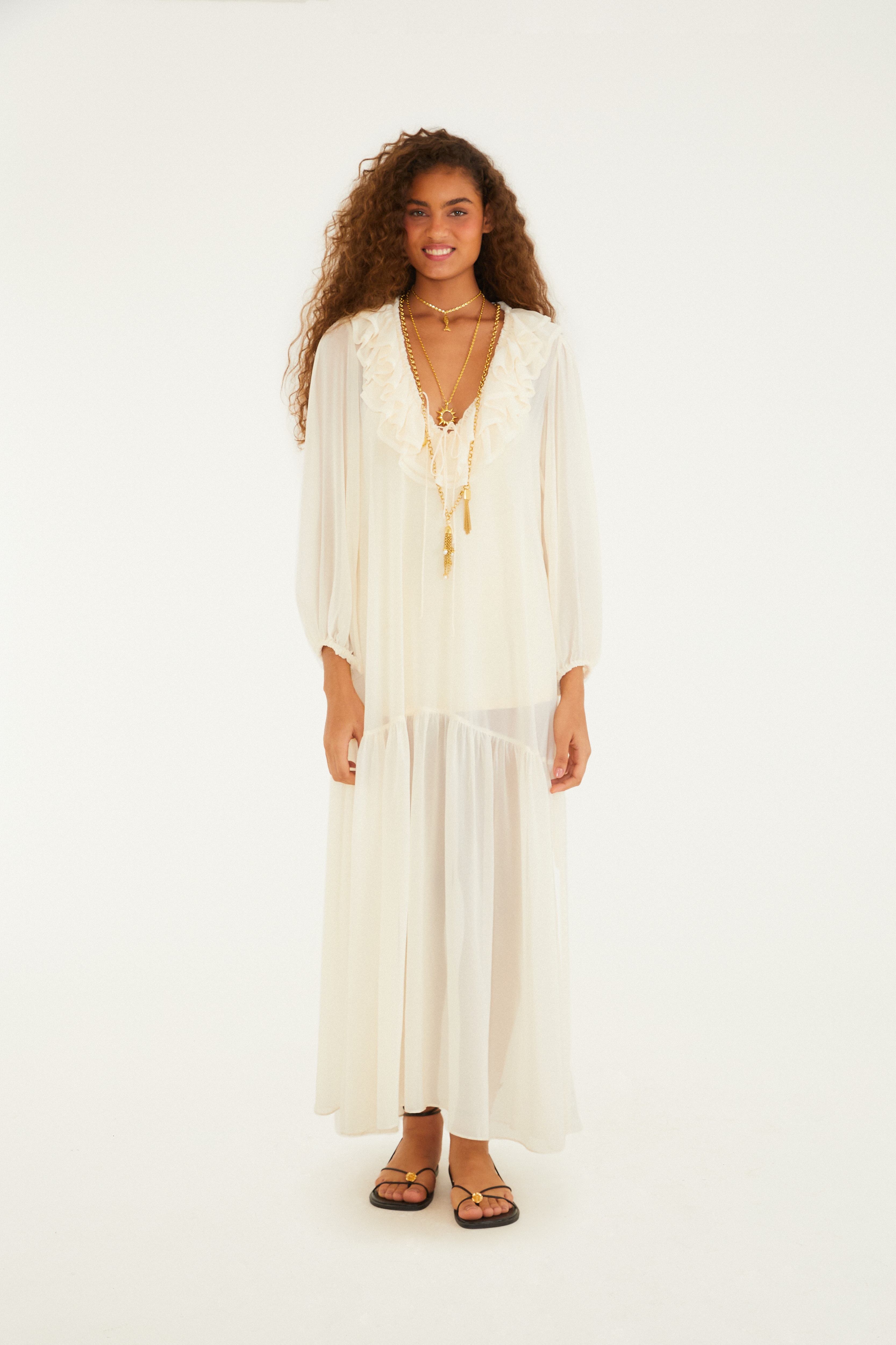 Vestido Babado Mangas