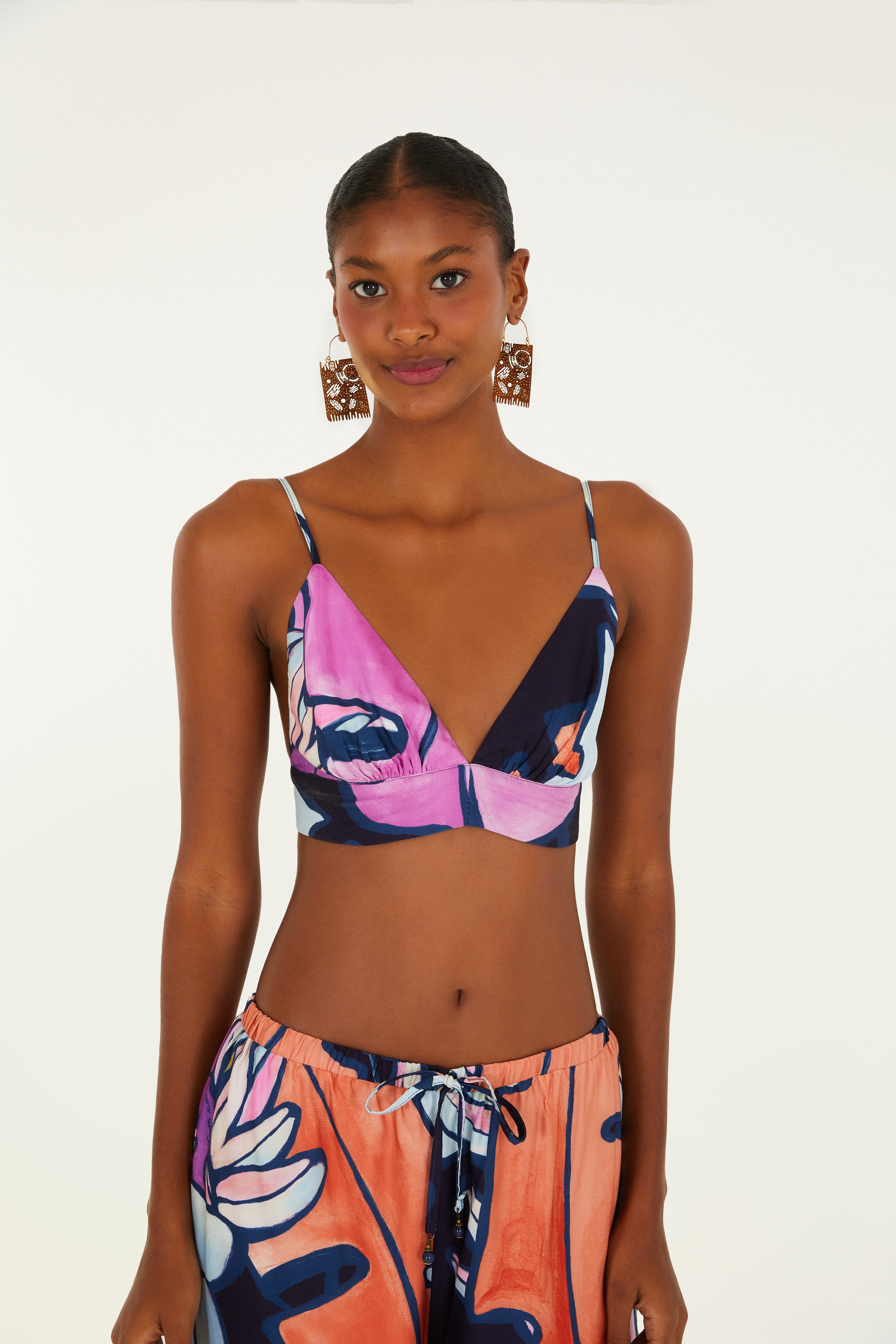 Top Lastex Estampado Passarinho