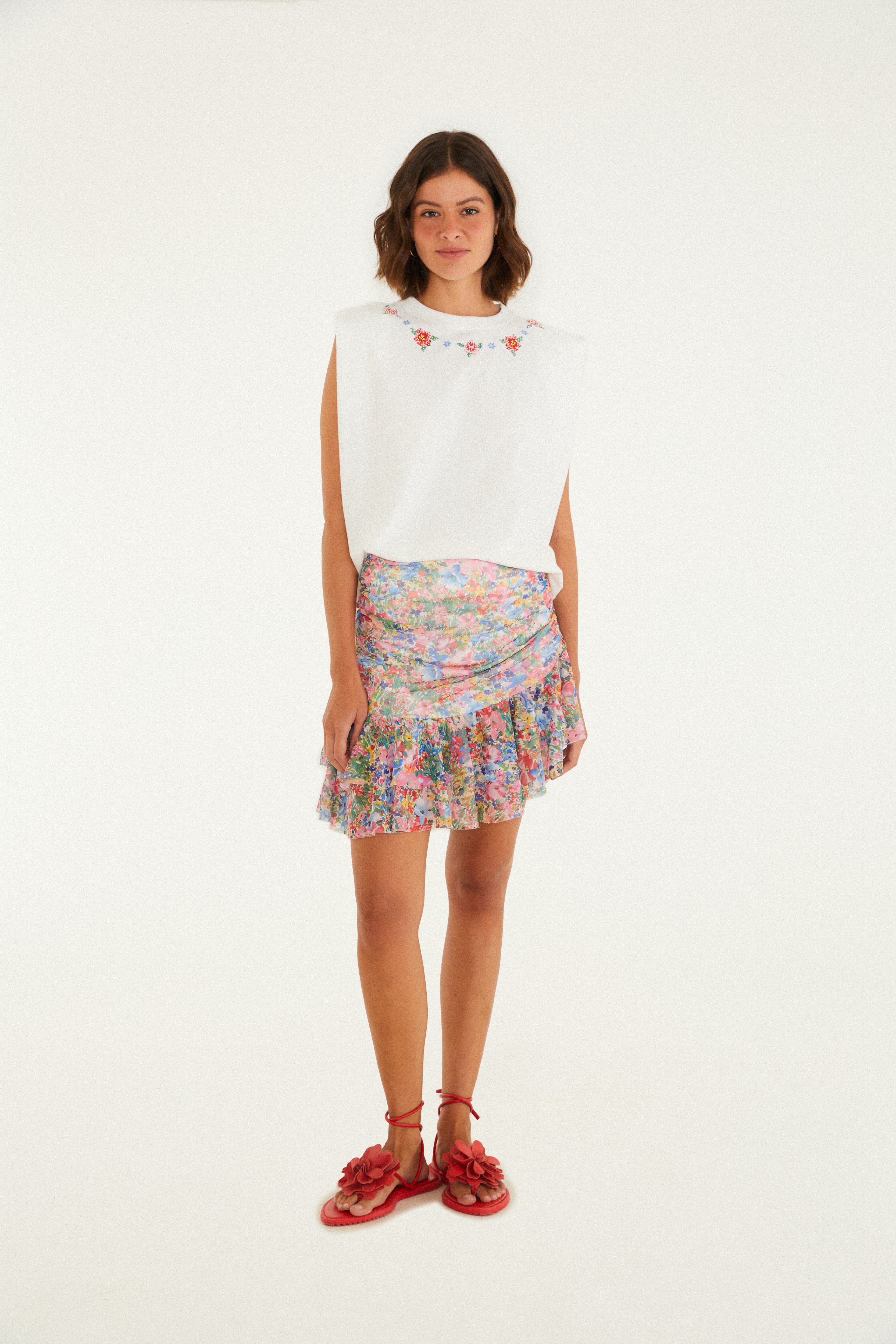 T-Shirt Bordada Floral