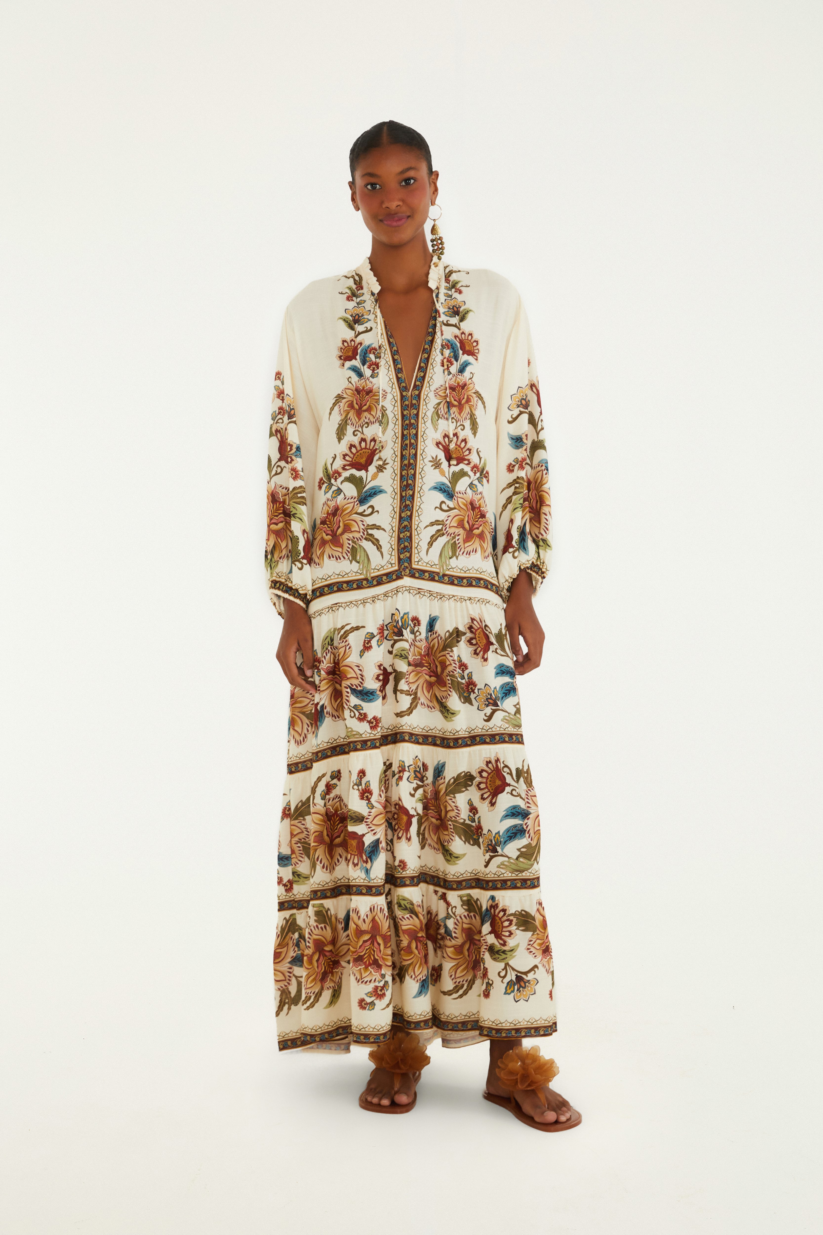 Vestido Cropped Estampado Jardim Majestoso