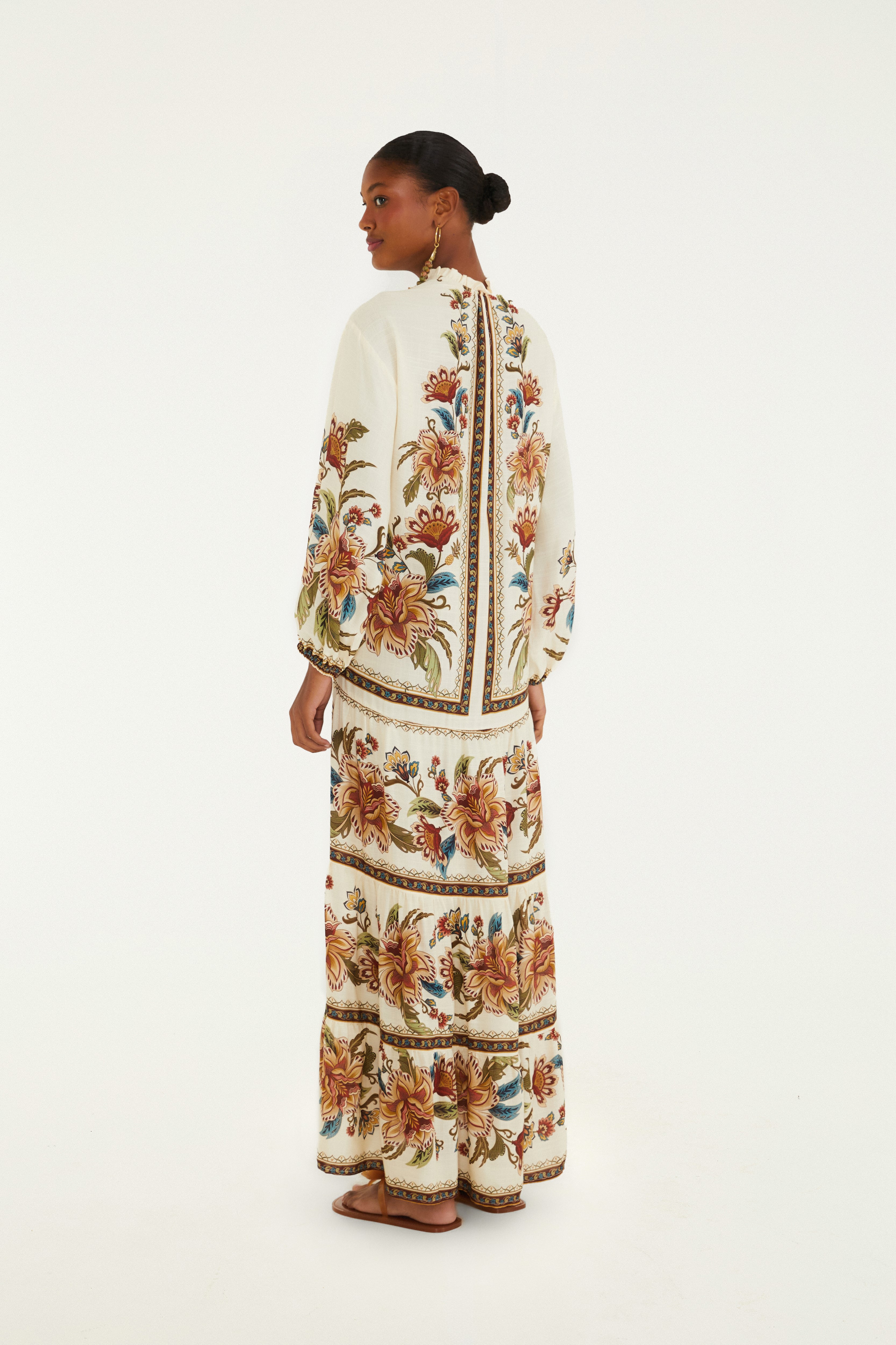 Vestido Cropped Estampado Jardim Majestoso