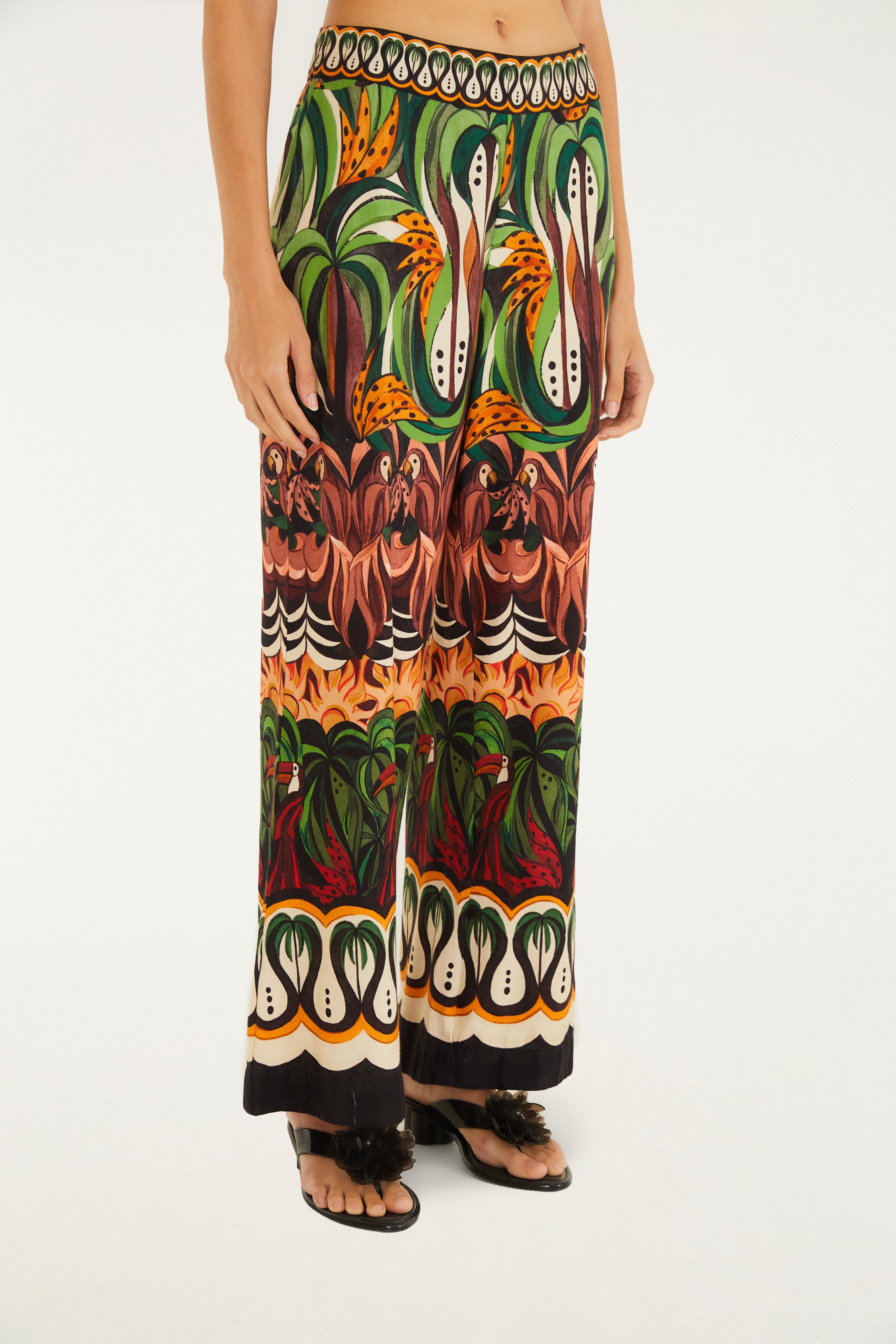 Calça Estampada Floresta De Onda