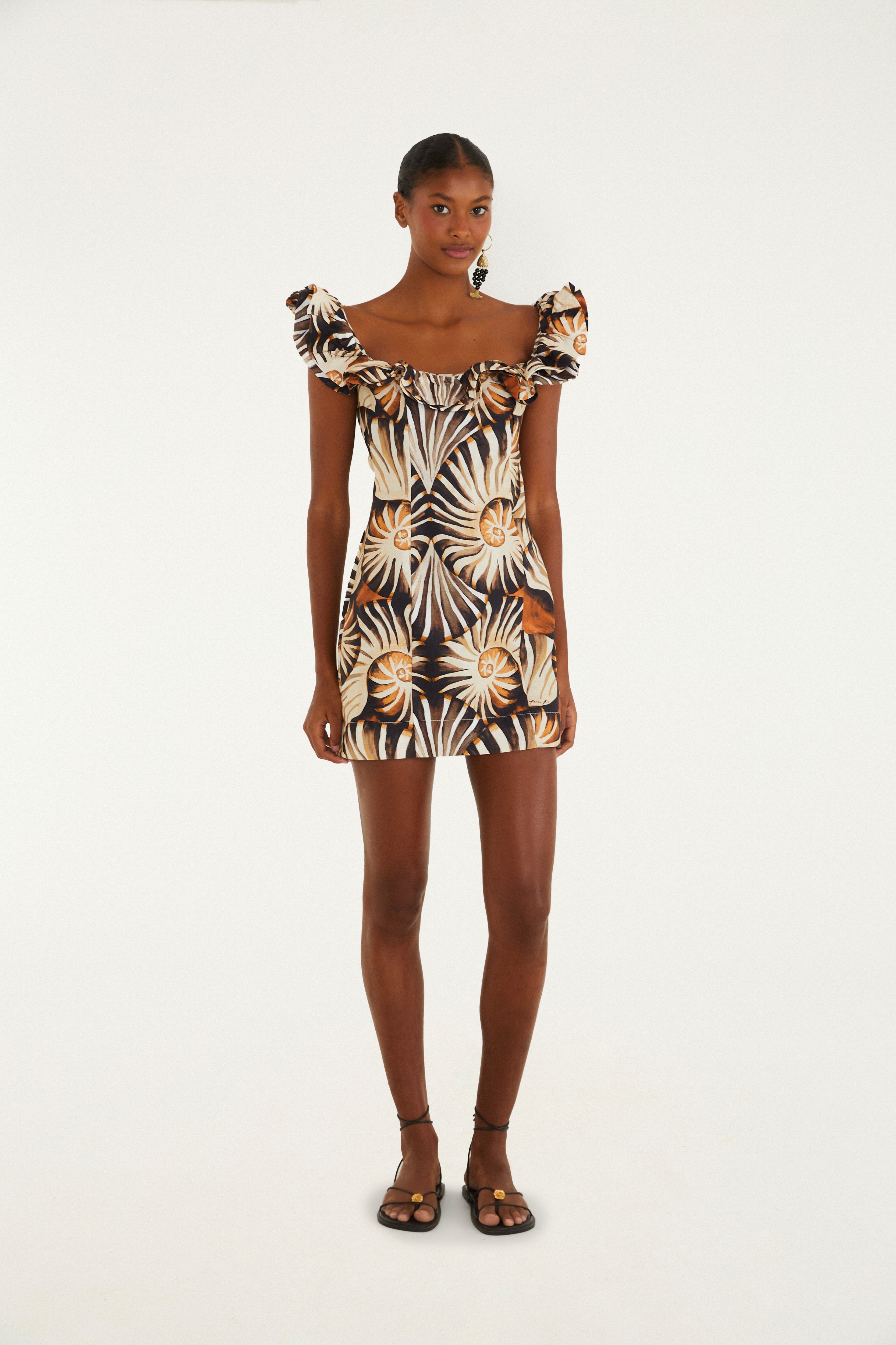 Vestido Curto Estampado Mar De Concha
