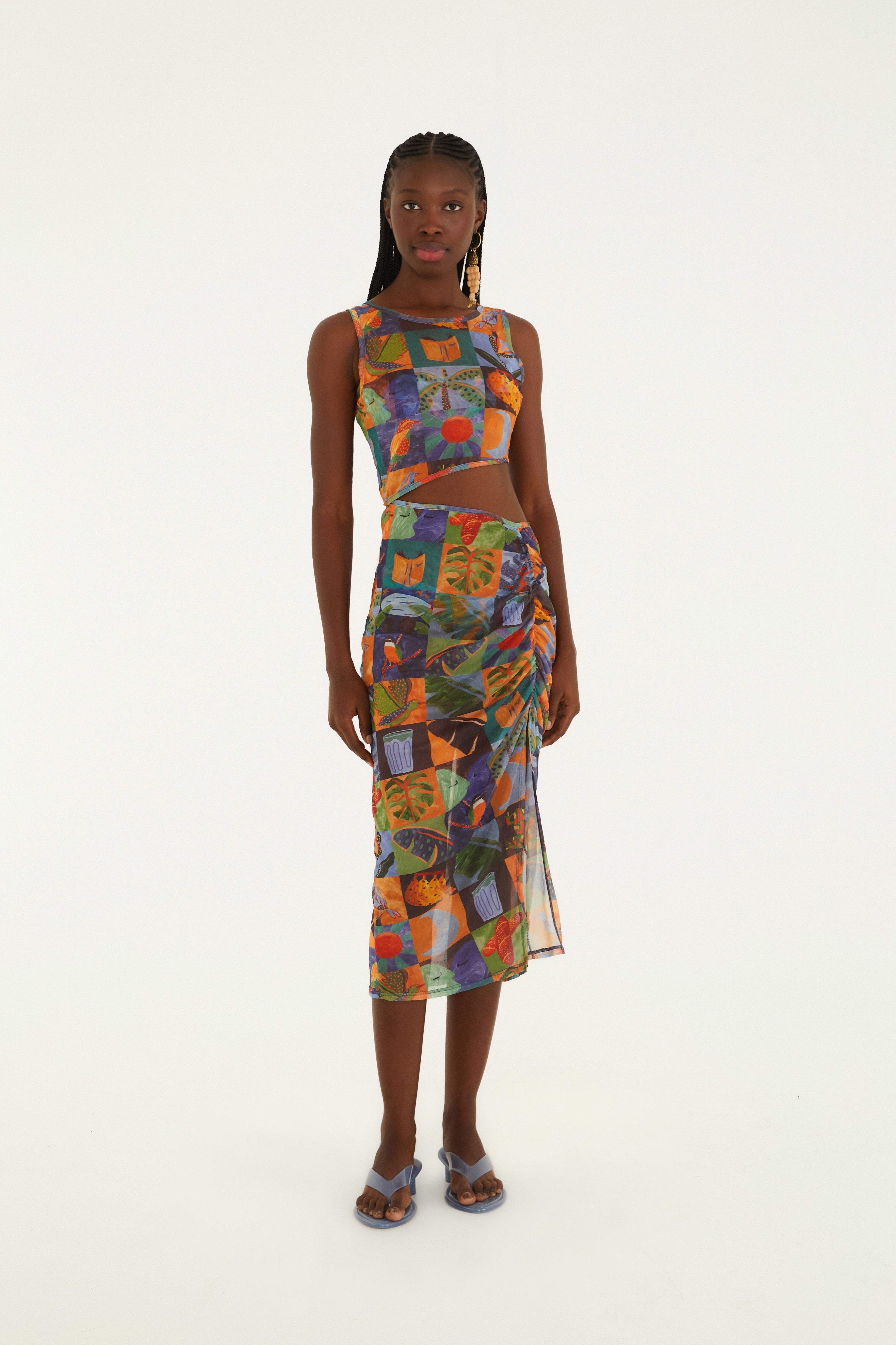 Vestido Tule Estampado Lago Do Amor