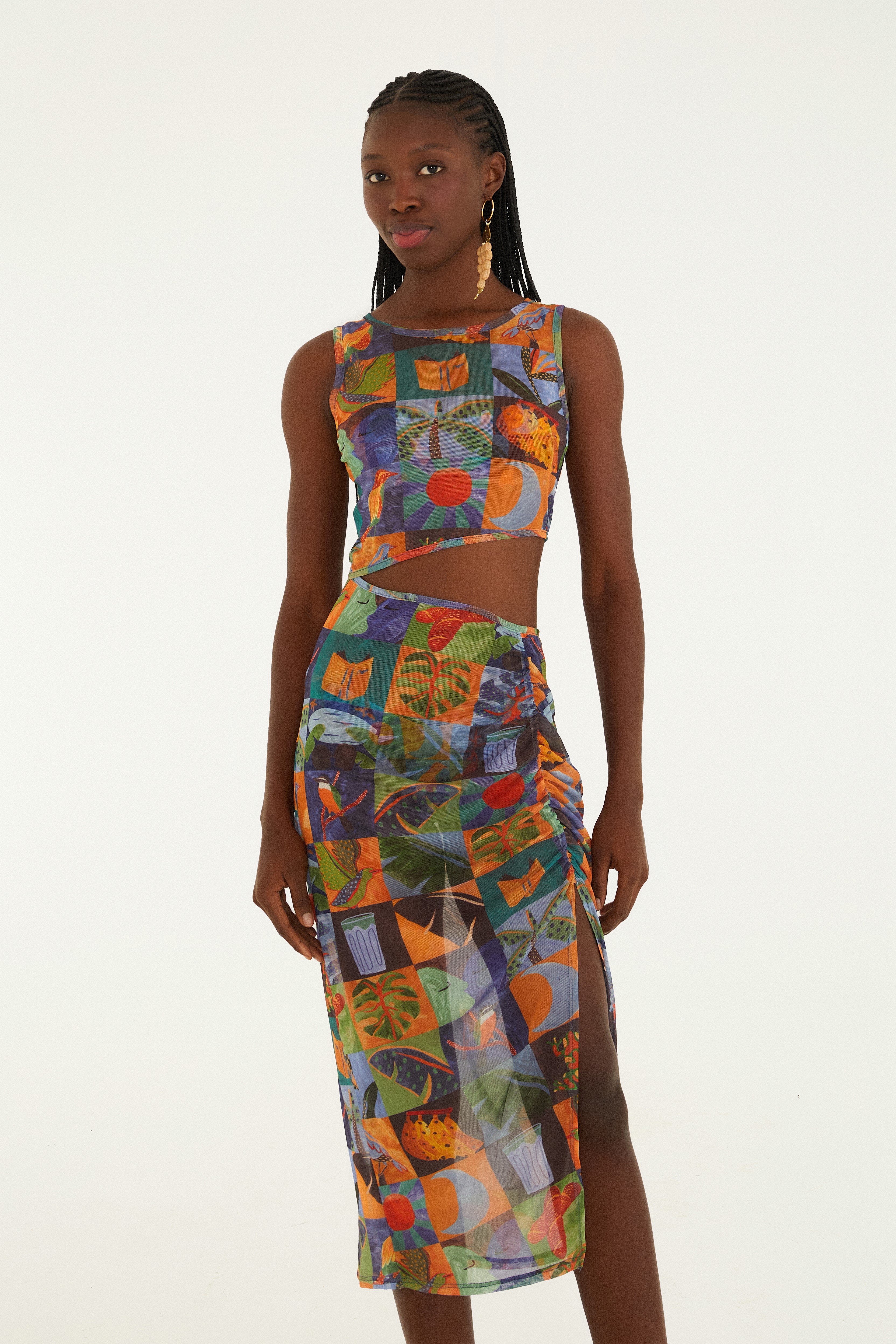 Vestido Tule Estampado Lago Do Amor