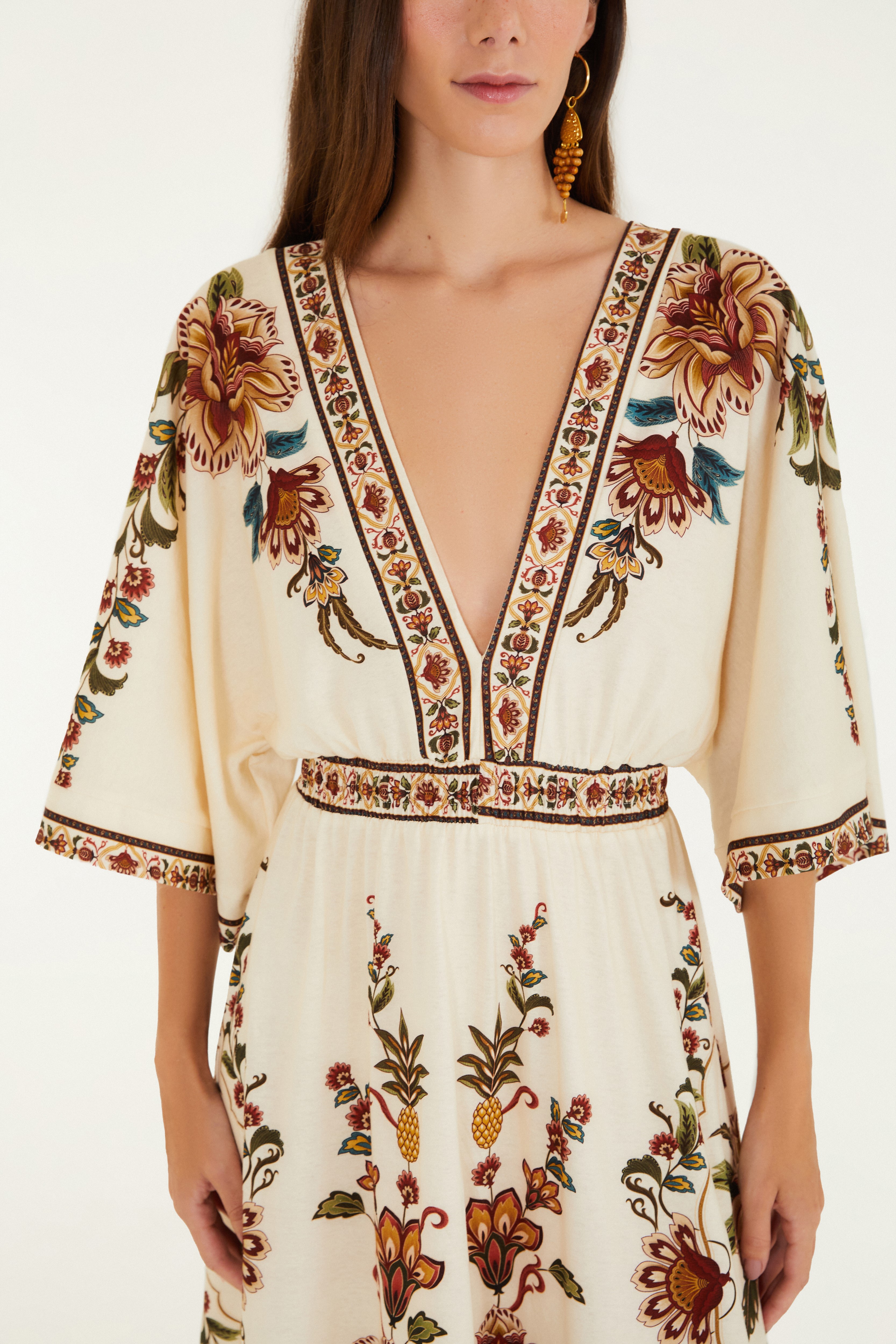 Vestido Cropped Estampado Jardim Majestoso