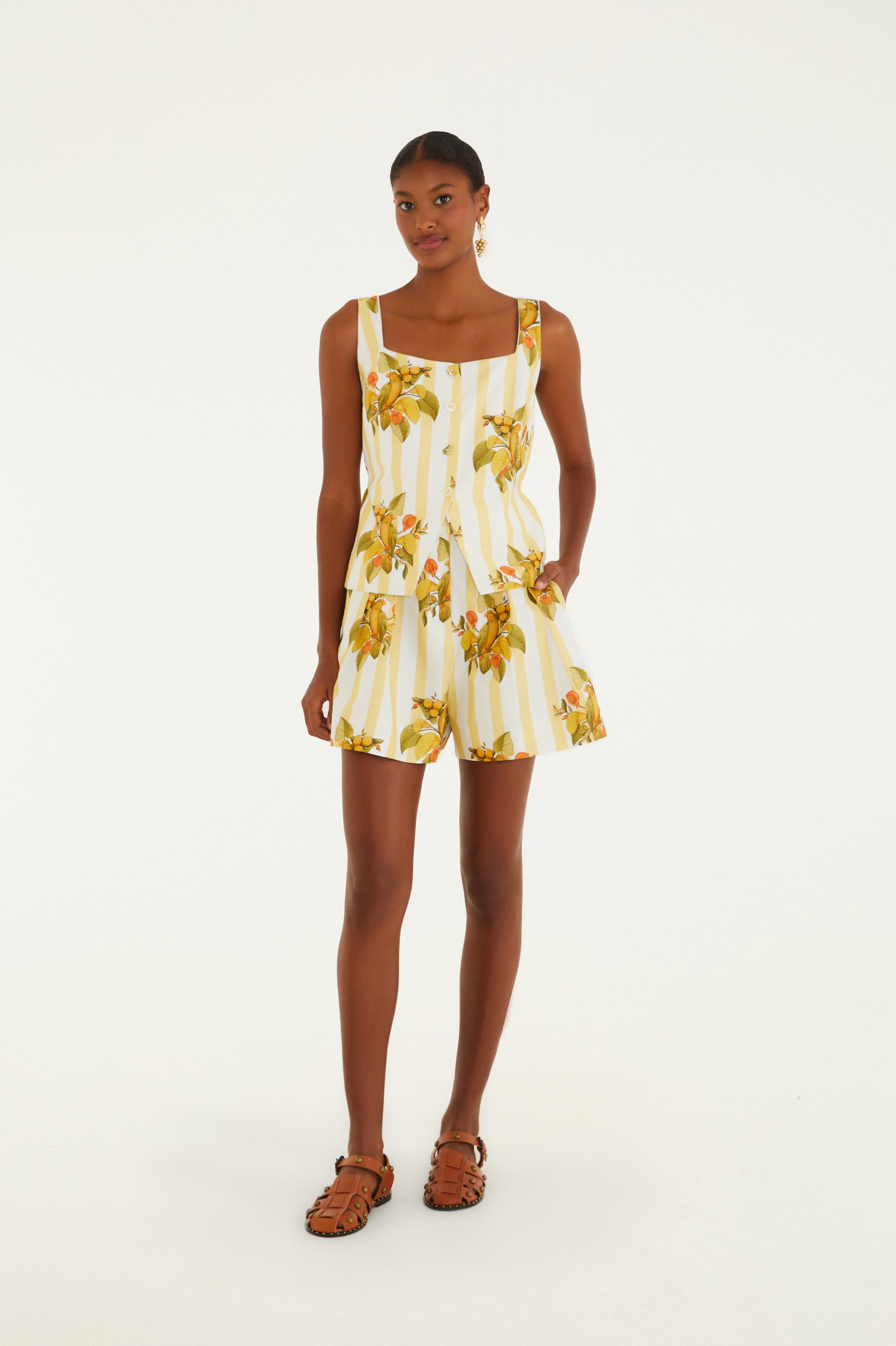 Bermuda Estampada Pássaro Chic