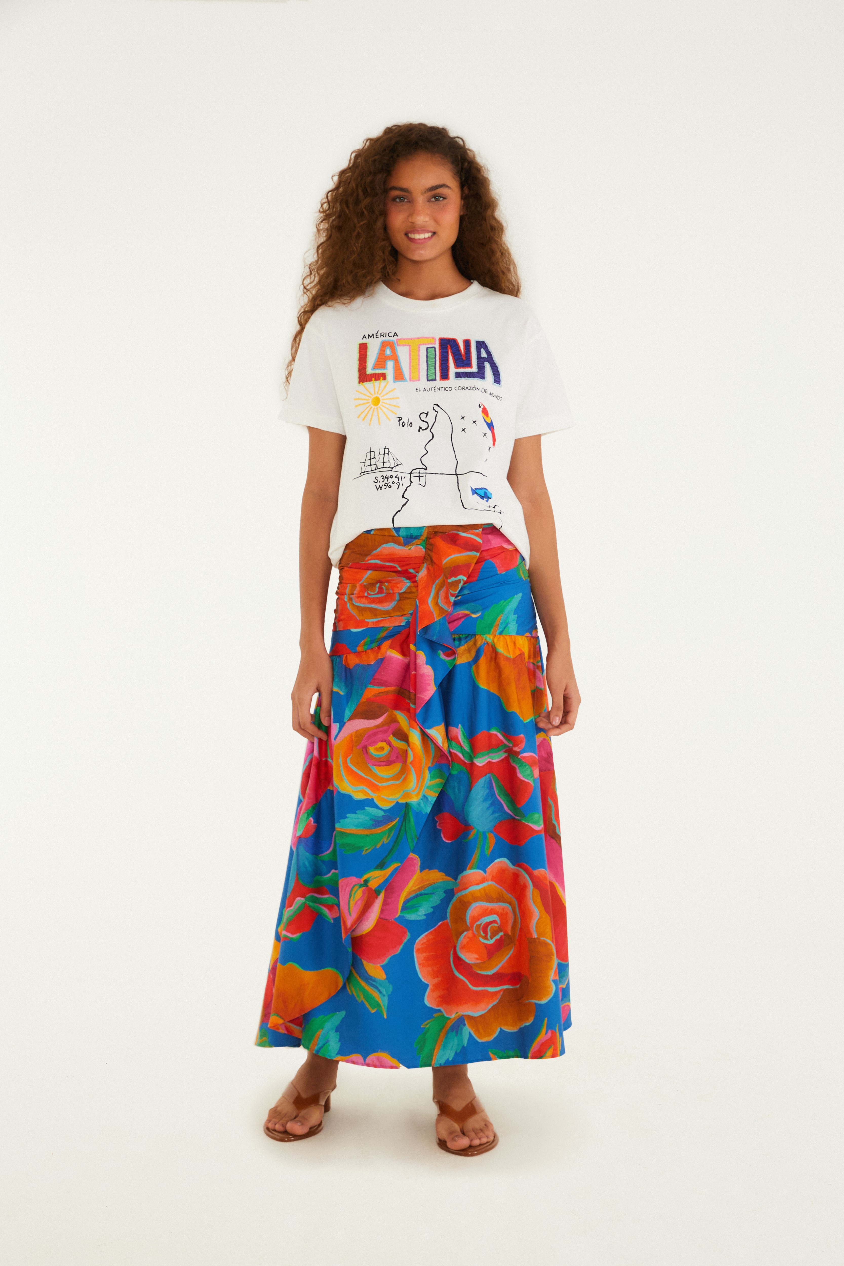 Saia Rosas Estampada Pintadas Saia Rosas Estampada Pintadas