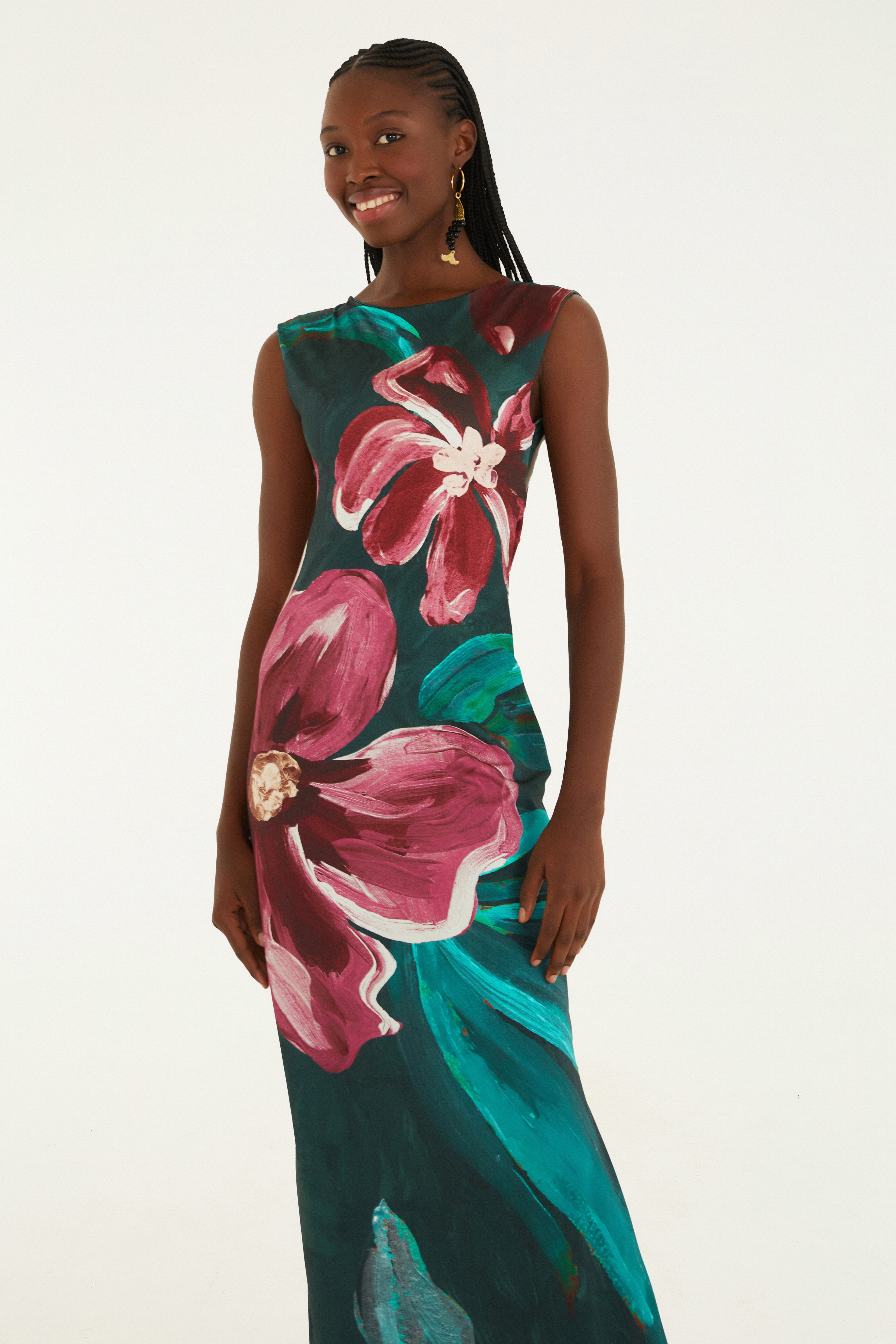 Vestido Midi Estampado Lineia
