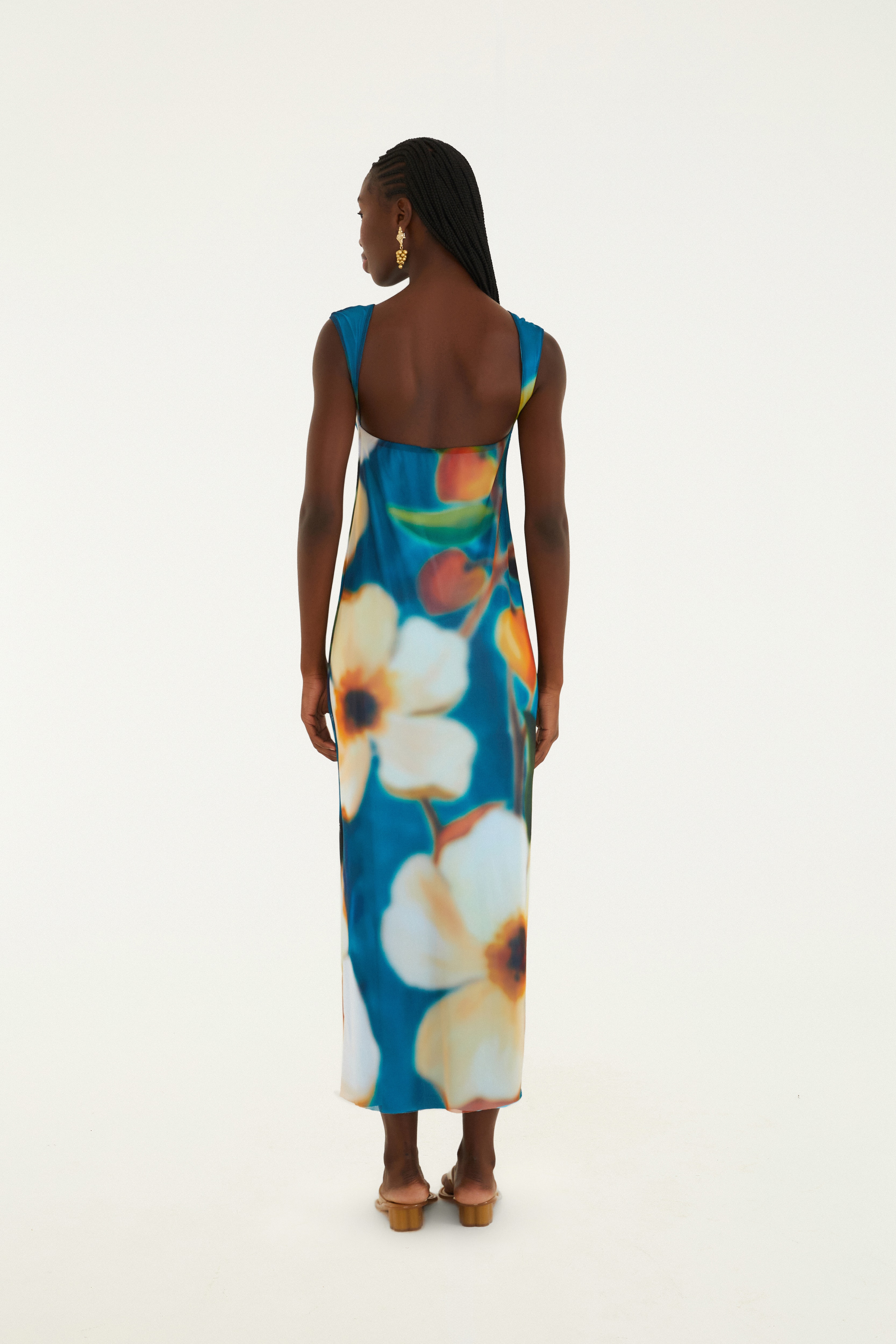 Vestido Tule Estampado Jardim Litoral