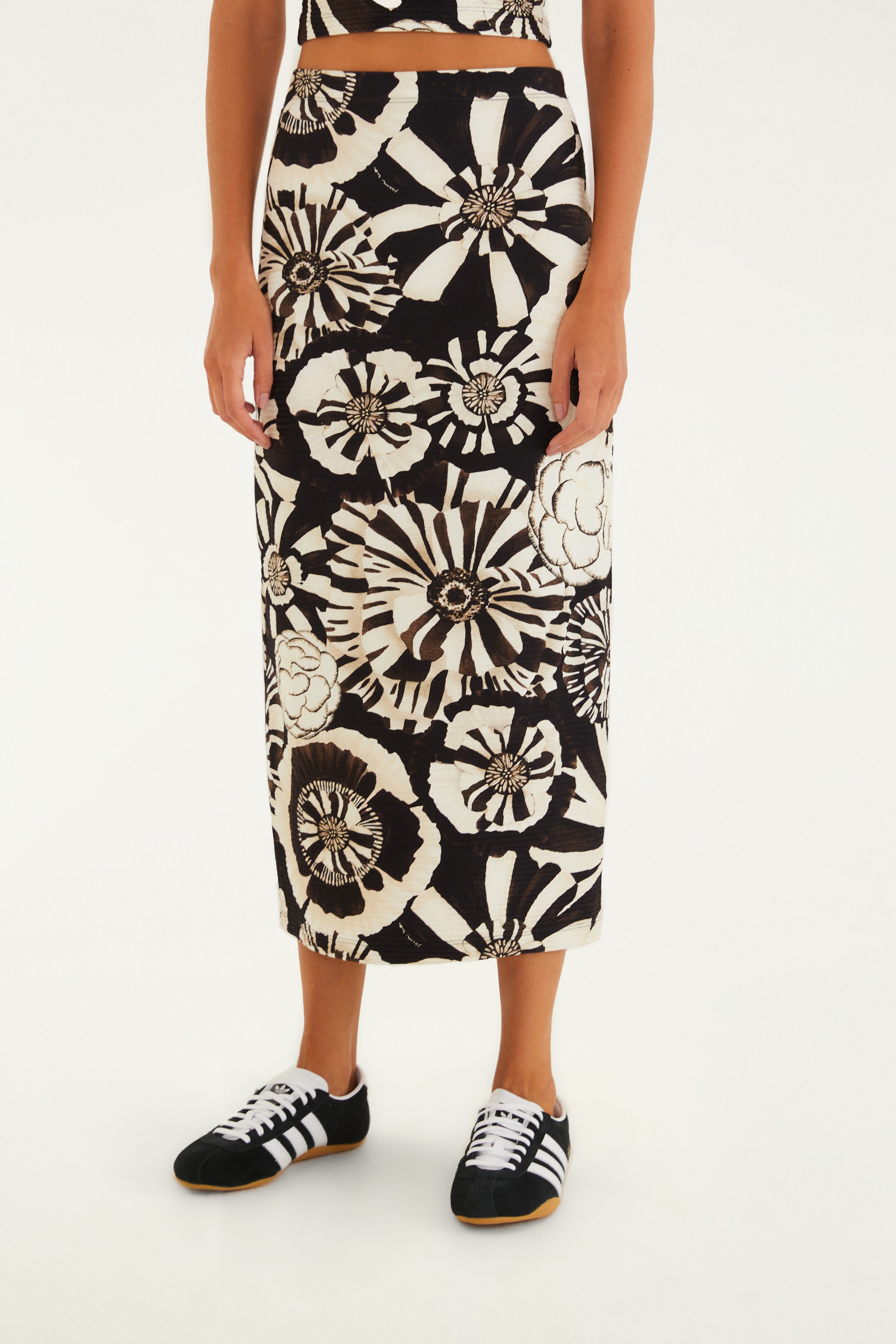 Saia Midi Estampada Flora
