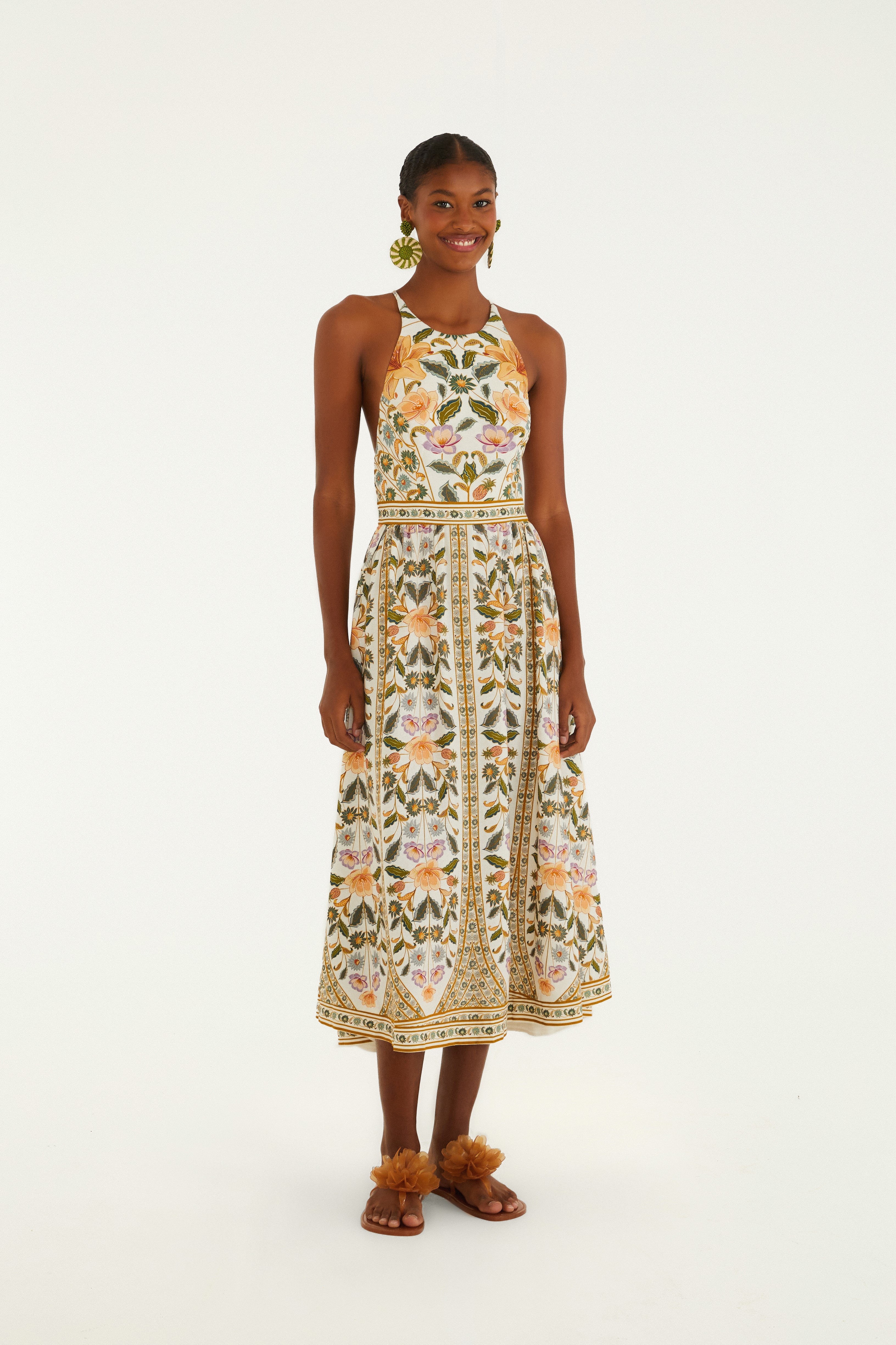 Vestido Longo Sem Manga Estampado Marcelle