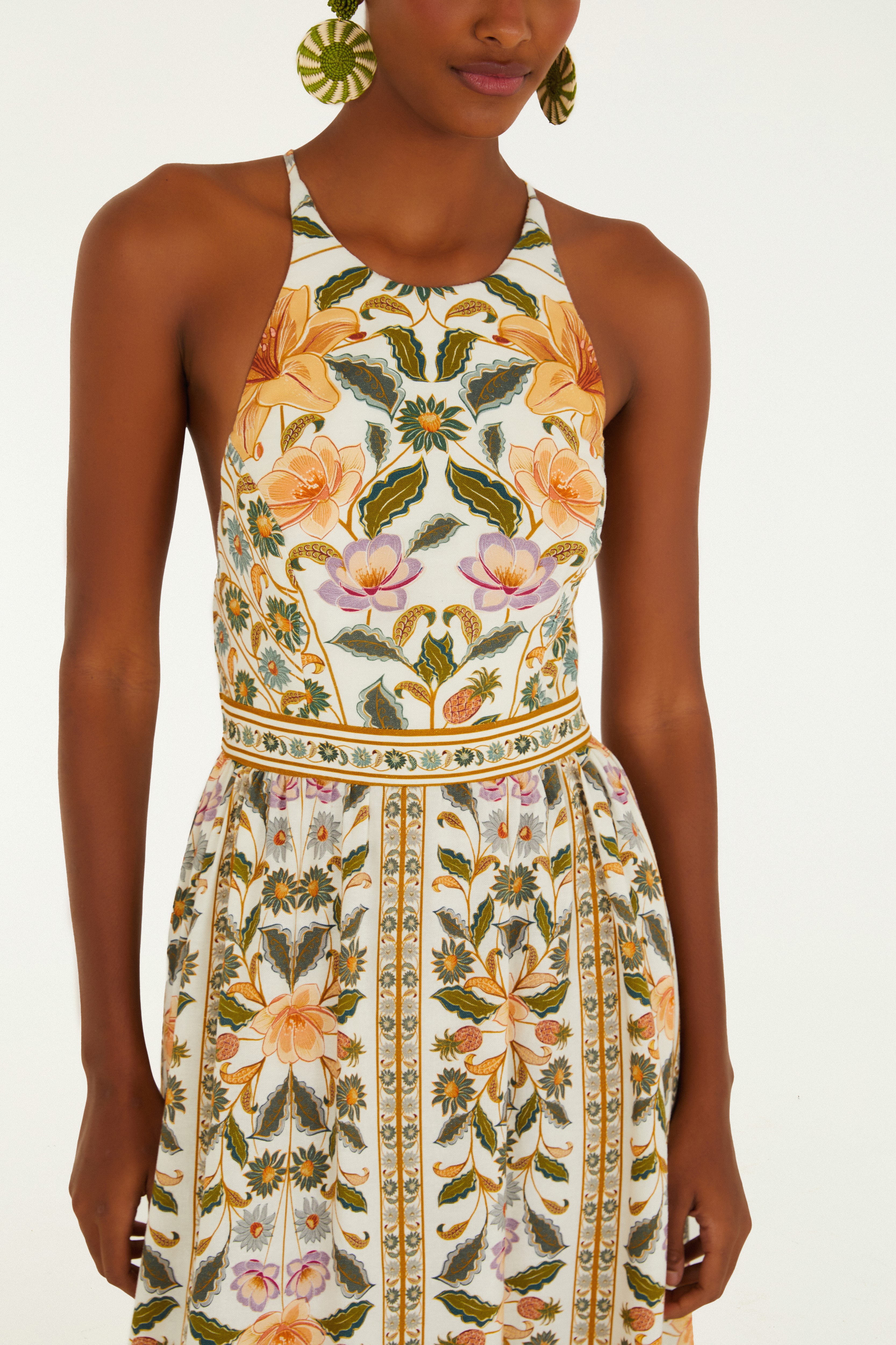 Vestido Longo Sem Manga Estampado Marcelle