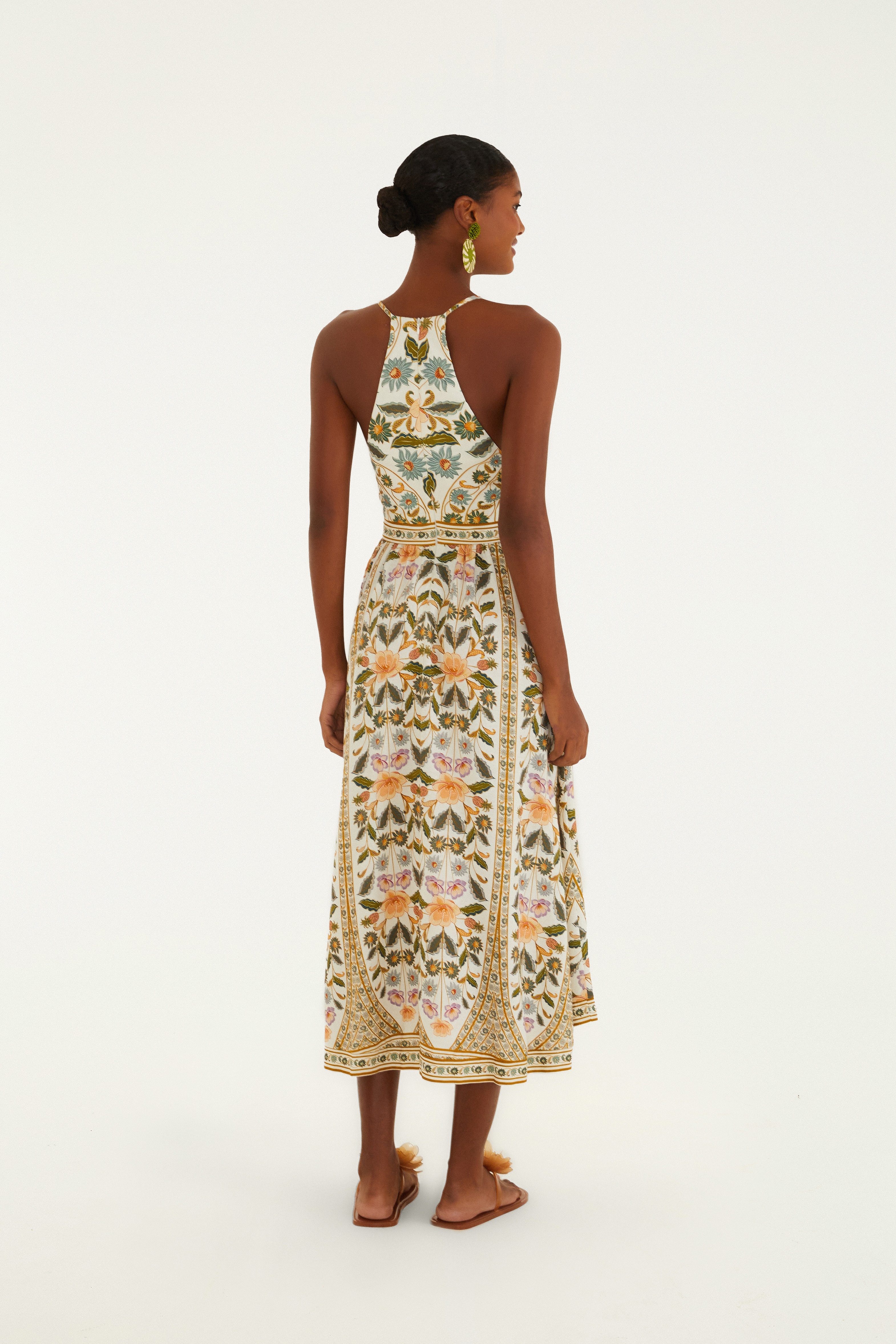 Vestido Longo Sem Manga Estampado Marcelle