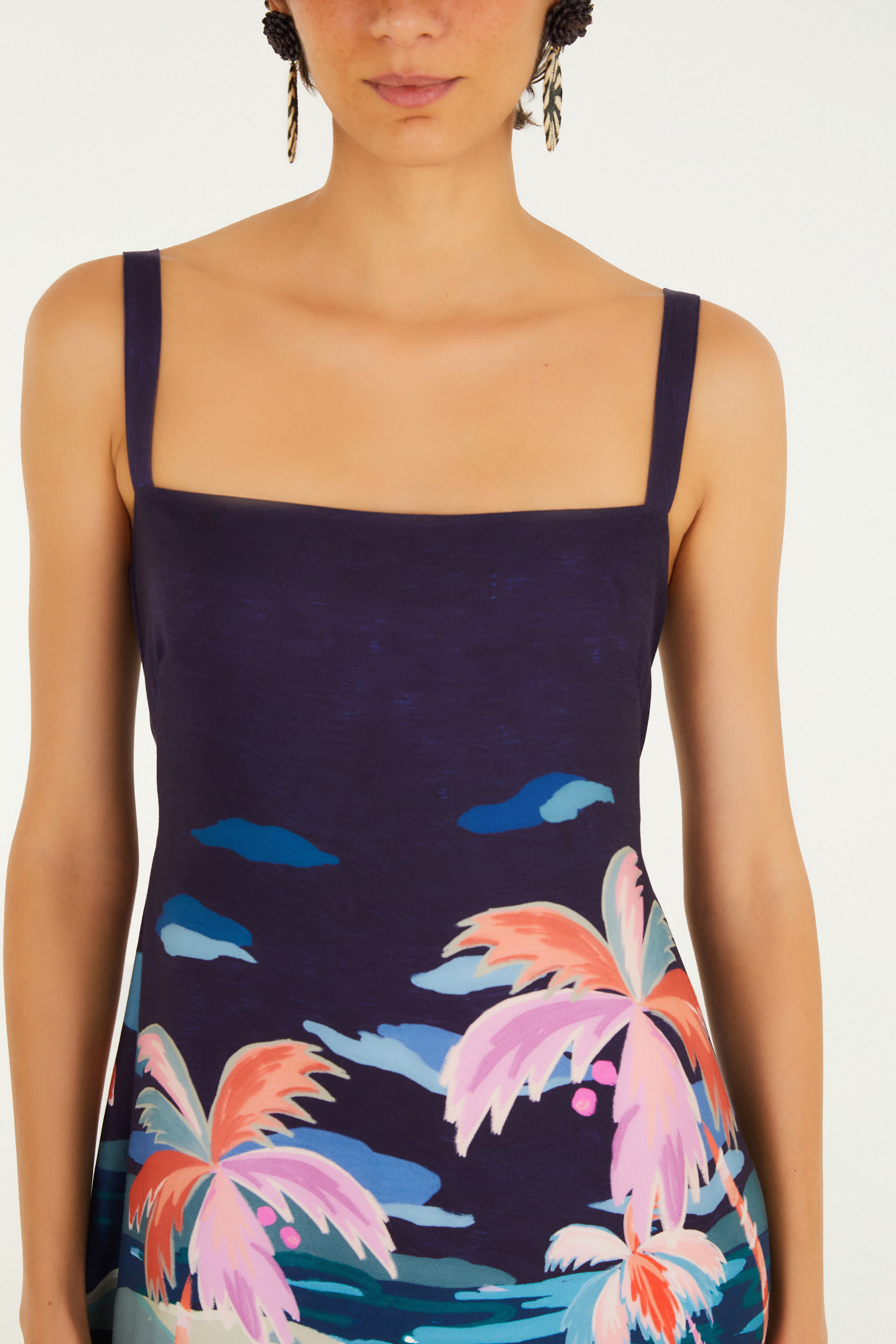 Vestido Curto Estampado Luar
