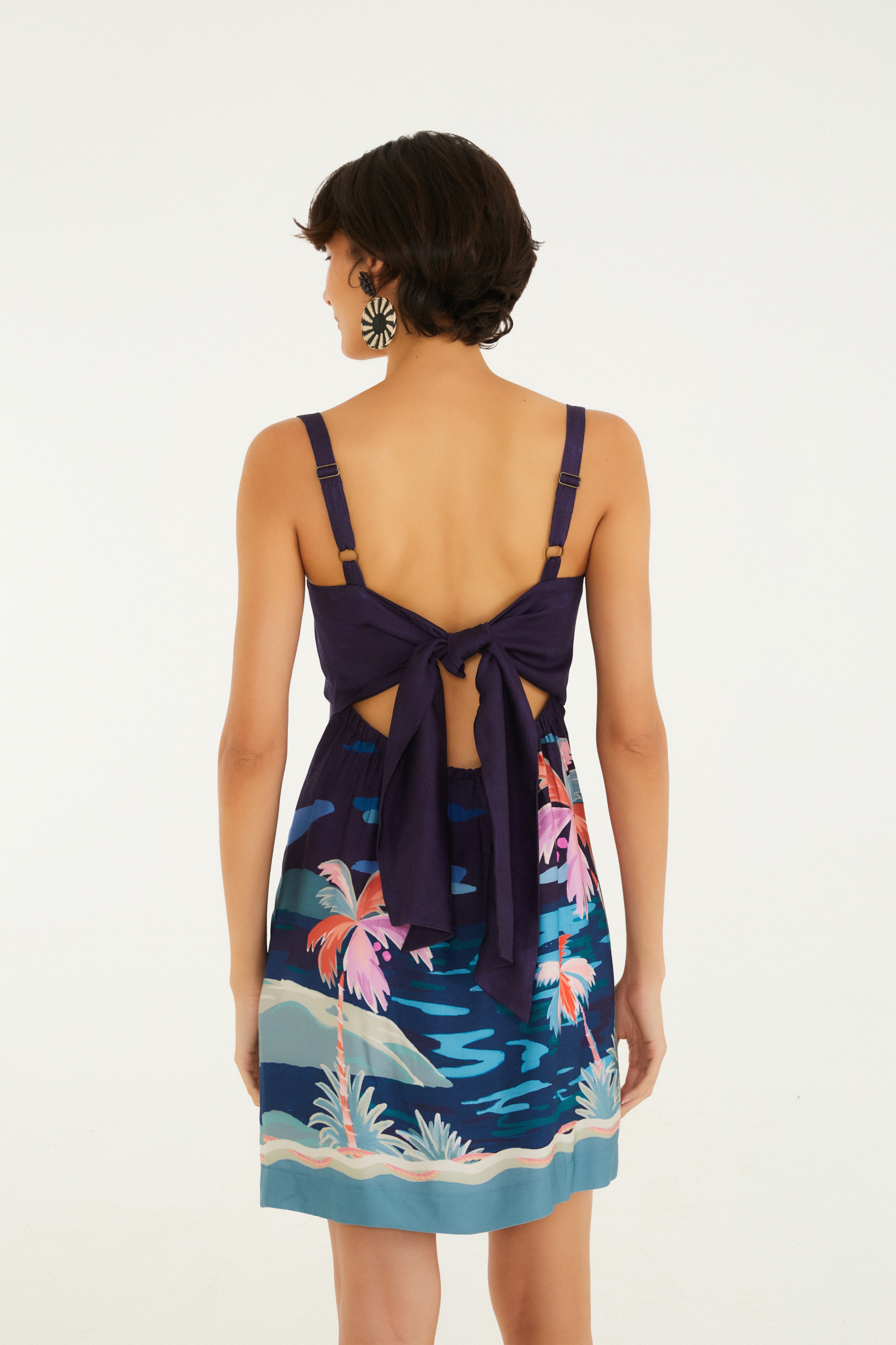 Vestido Curto Estampado Luar