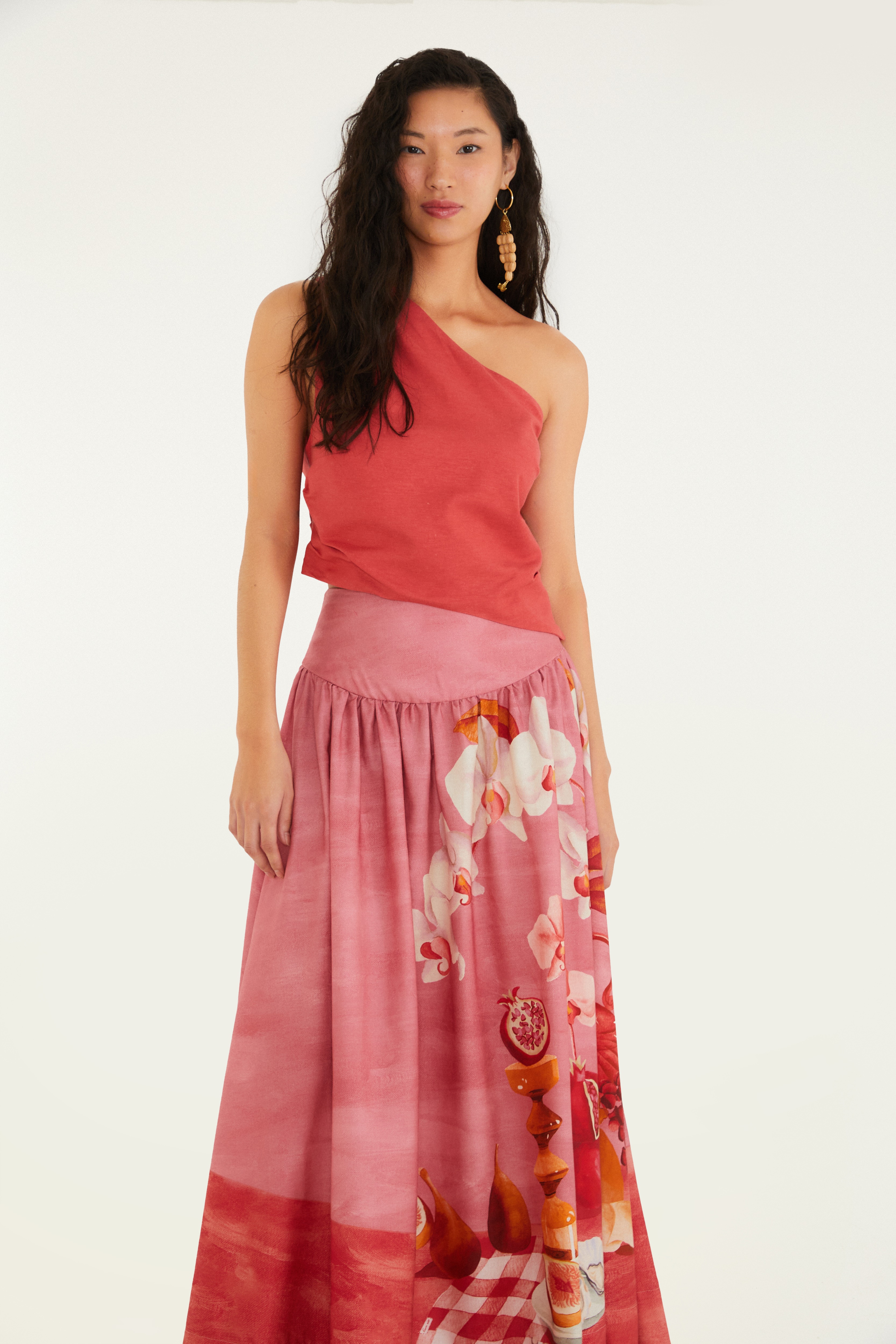 Saia Estampada Afrodite Rosa Jambo