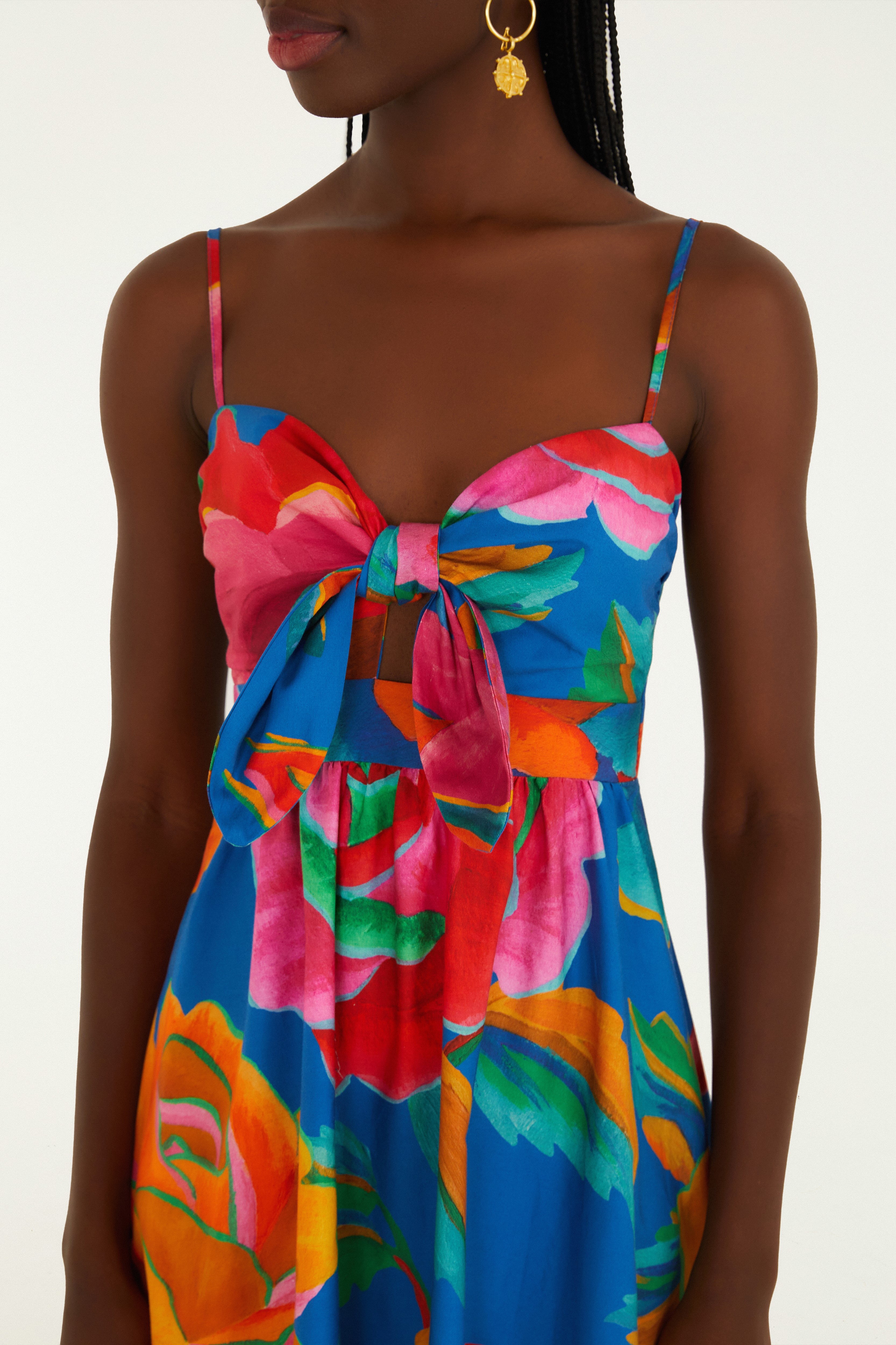 Vestido Marias Estampado Rosas Pintadas