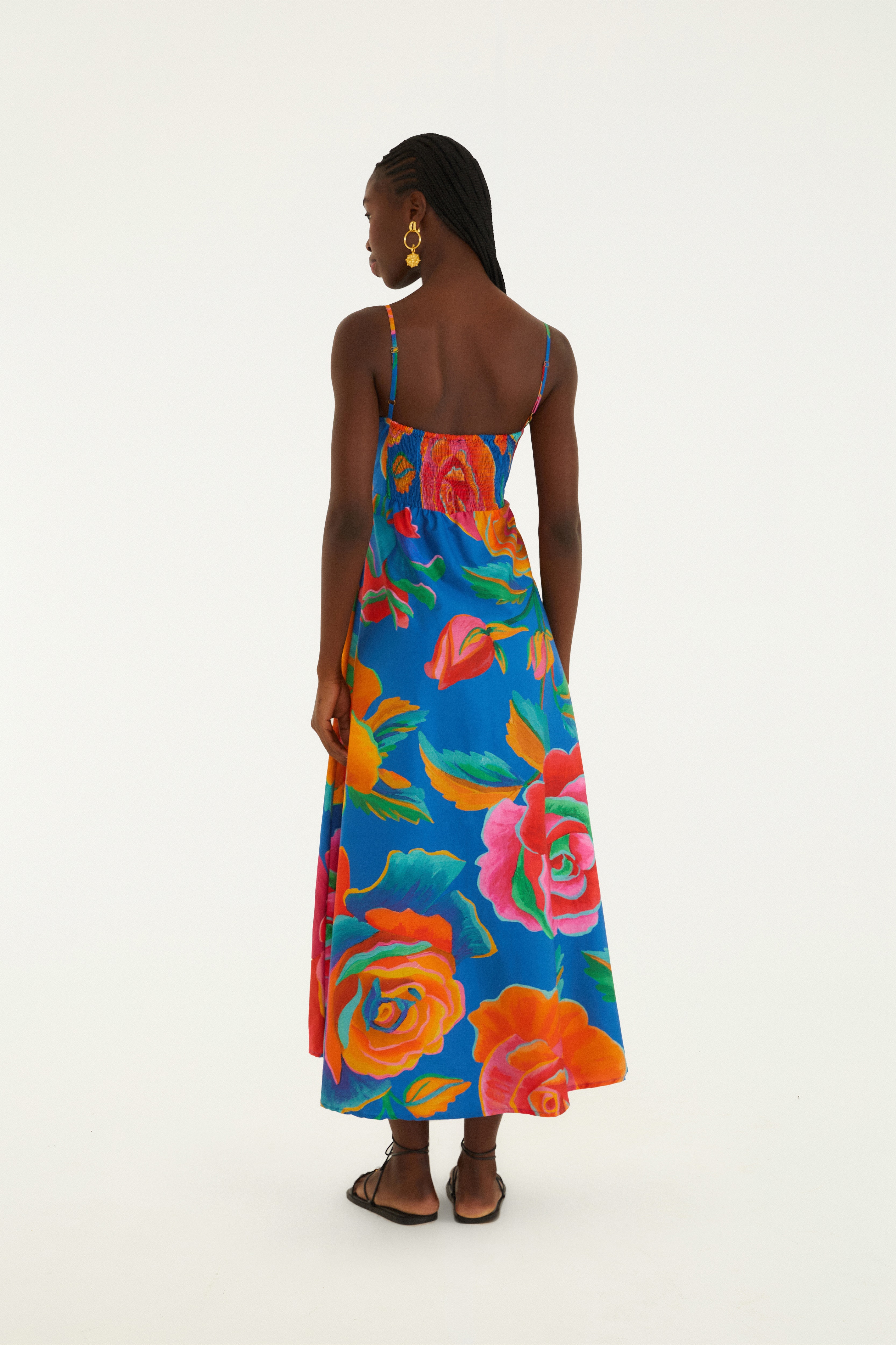 Vestido Marias Estampado Rosas Pintadas