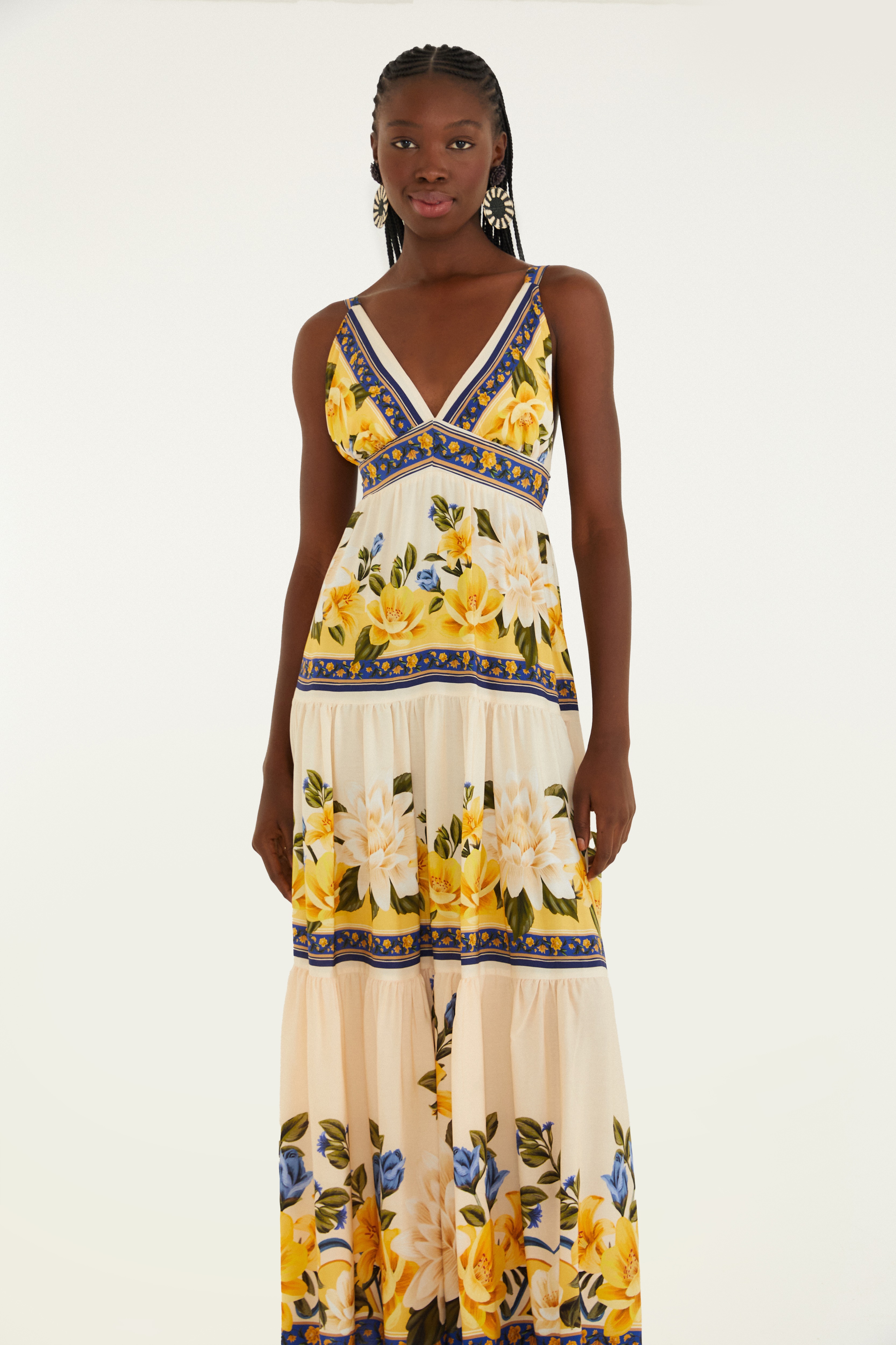 Vestido Longo Estampado Flor Do Rio