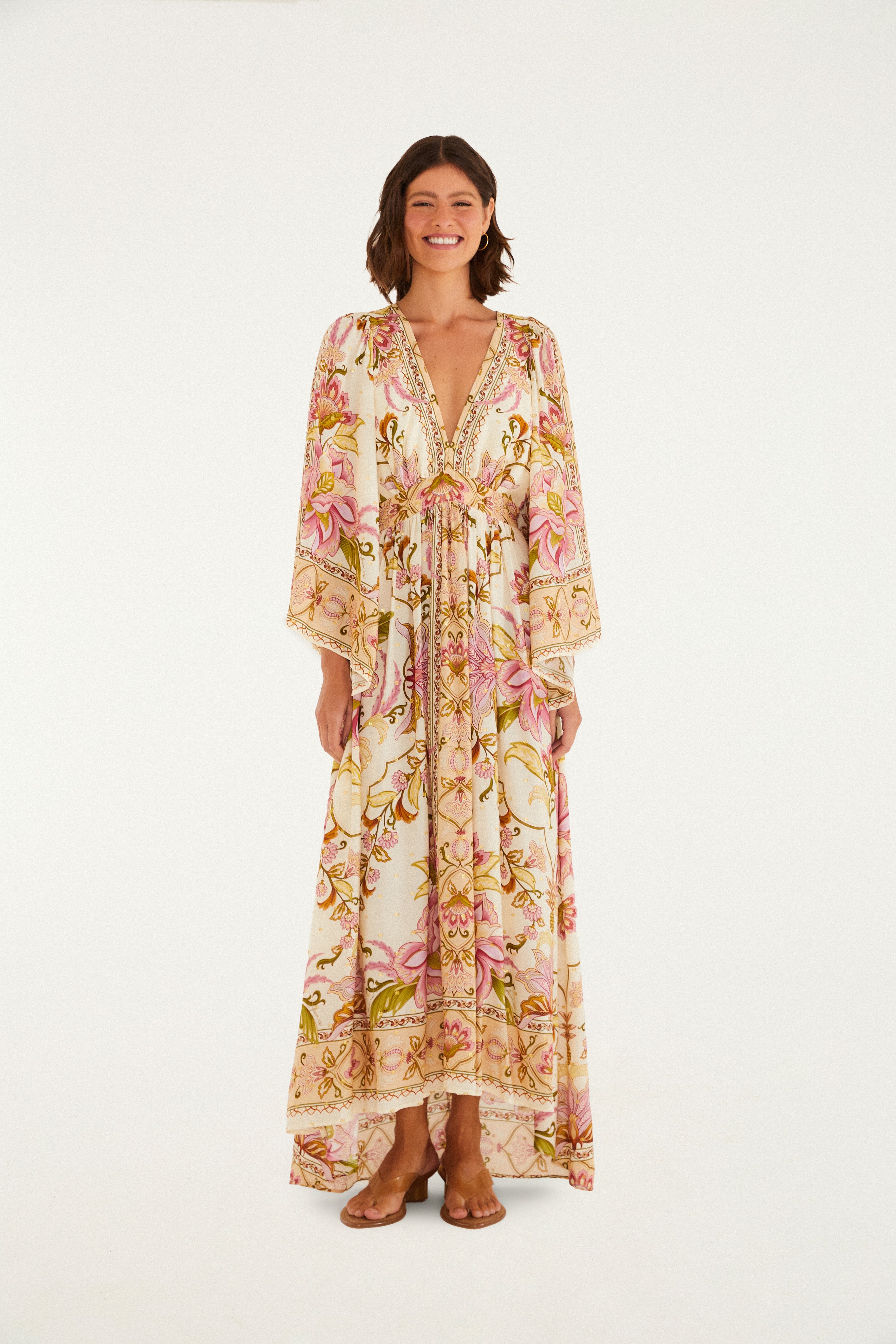 Vestido Longo Estampado Jardim Majestoso