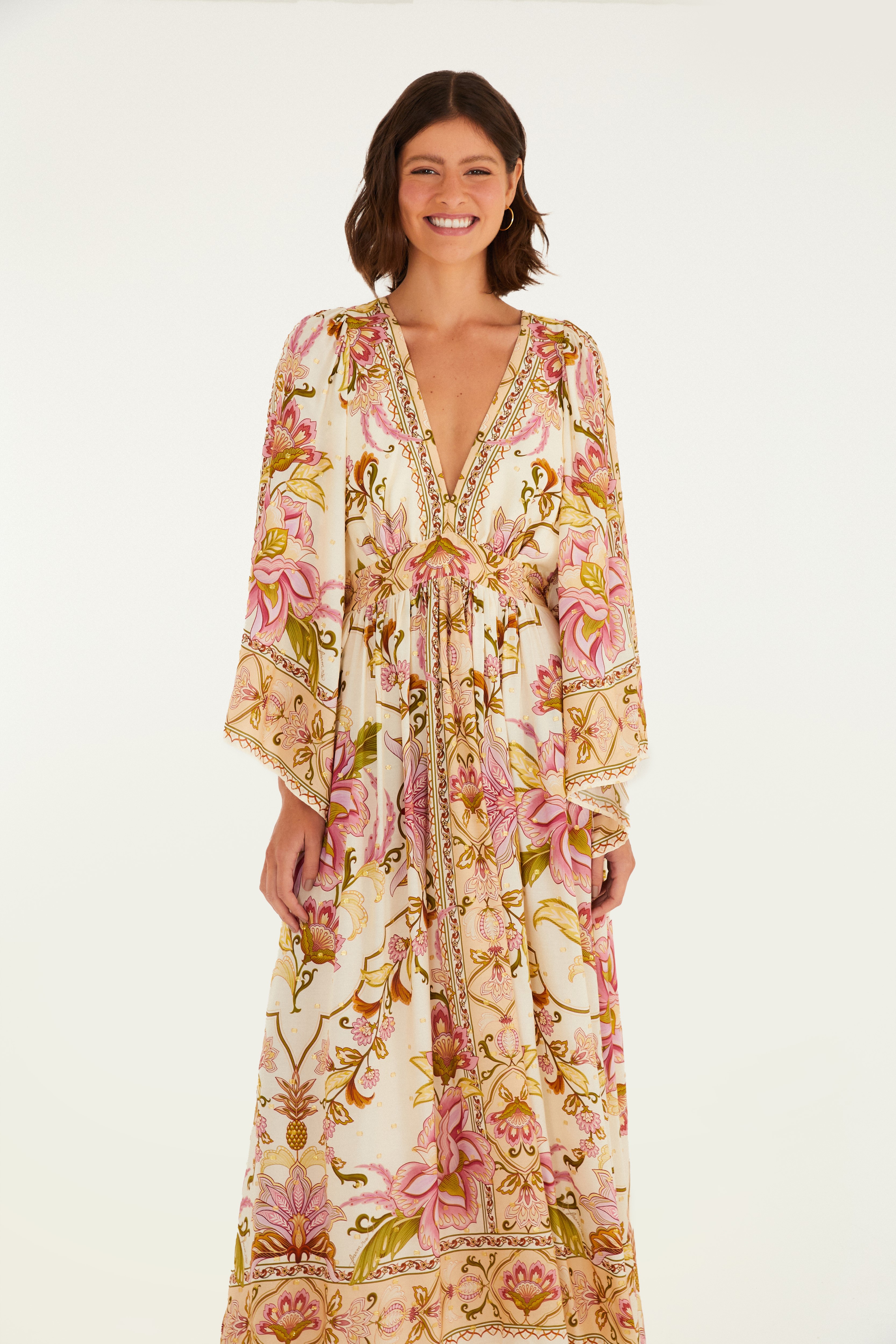 Vestido Longo Estampado Jardim Majestoso