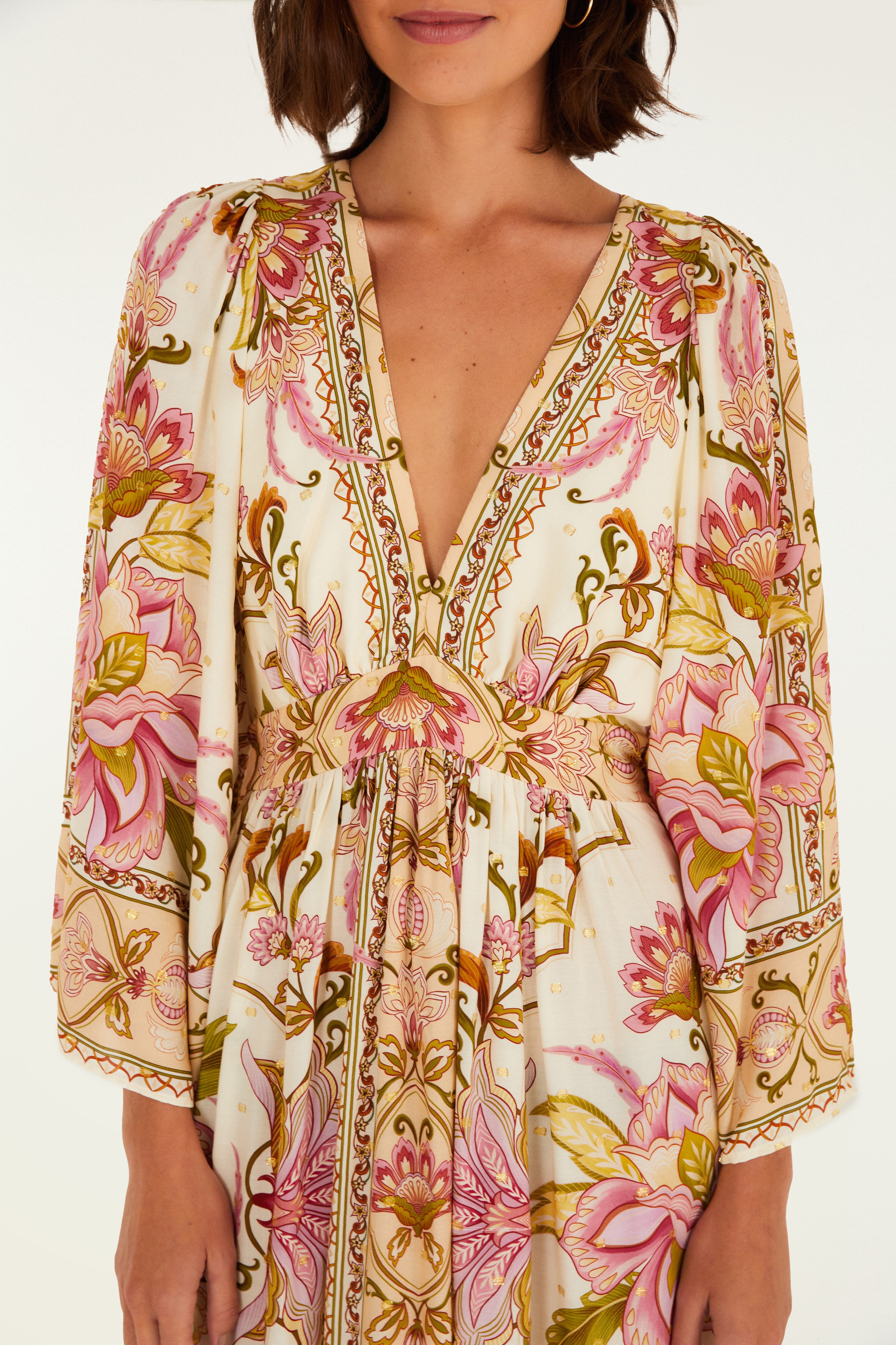 Vestido Longo Estampado Jardim Majestoso