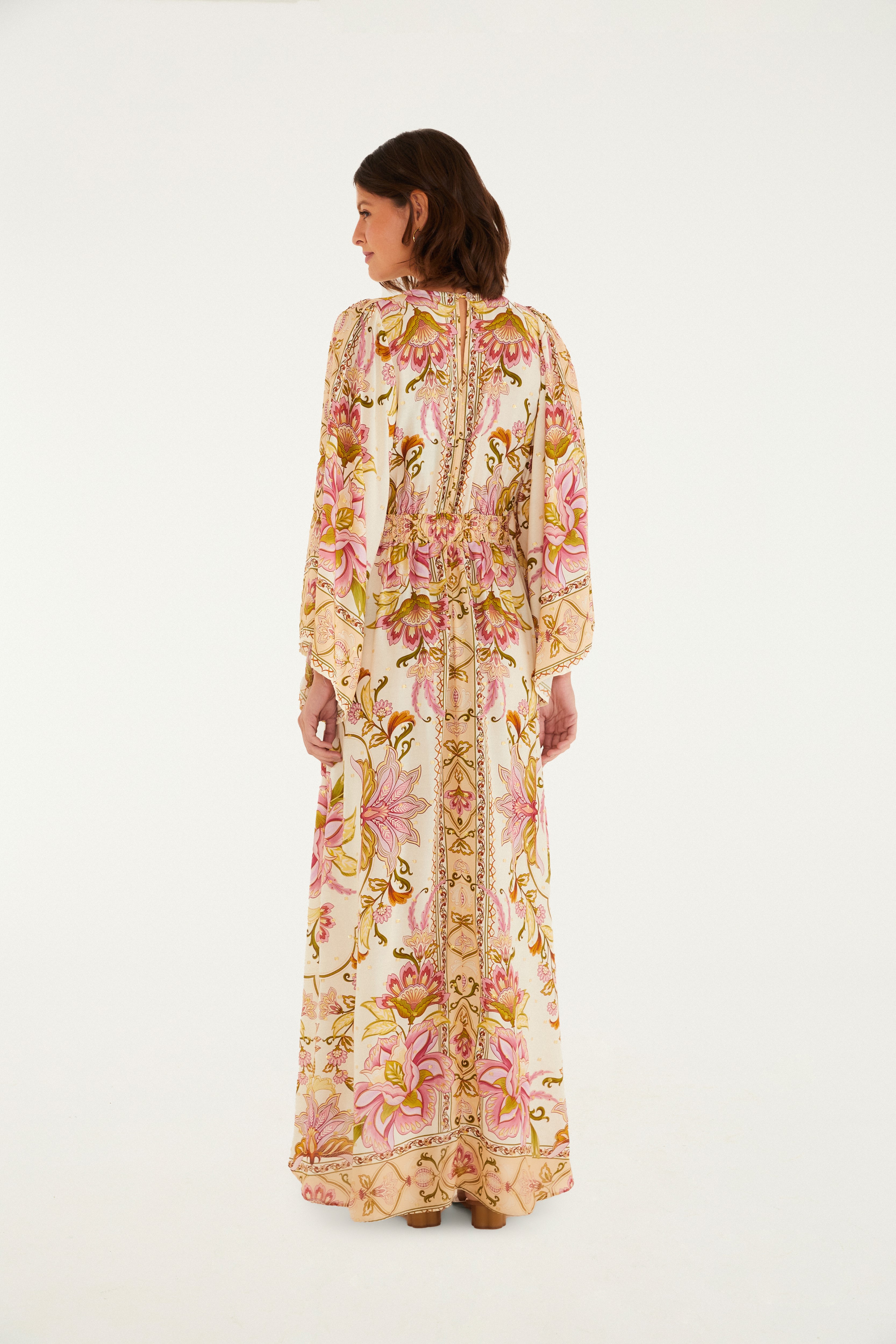 Vestido Longo Estampado Jardim Majestoso