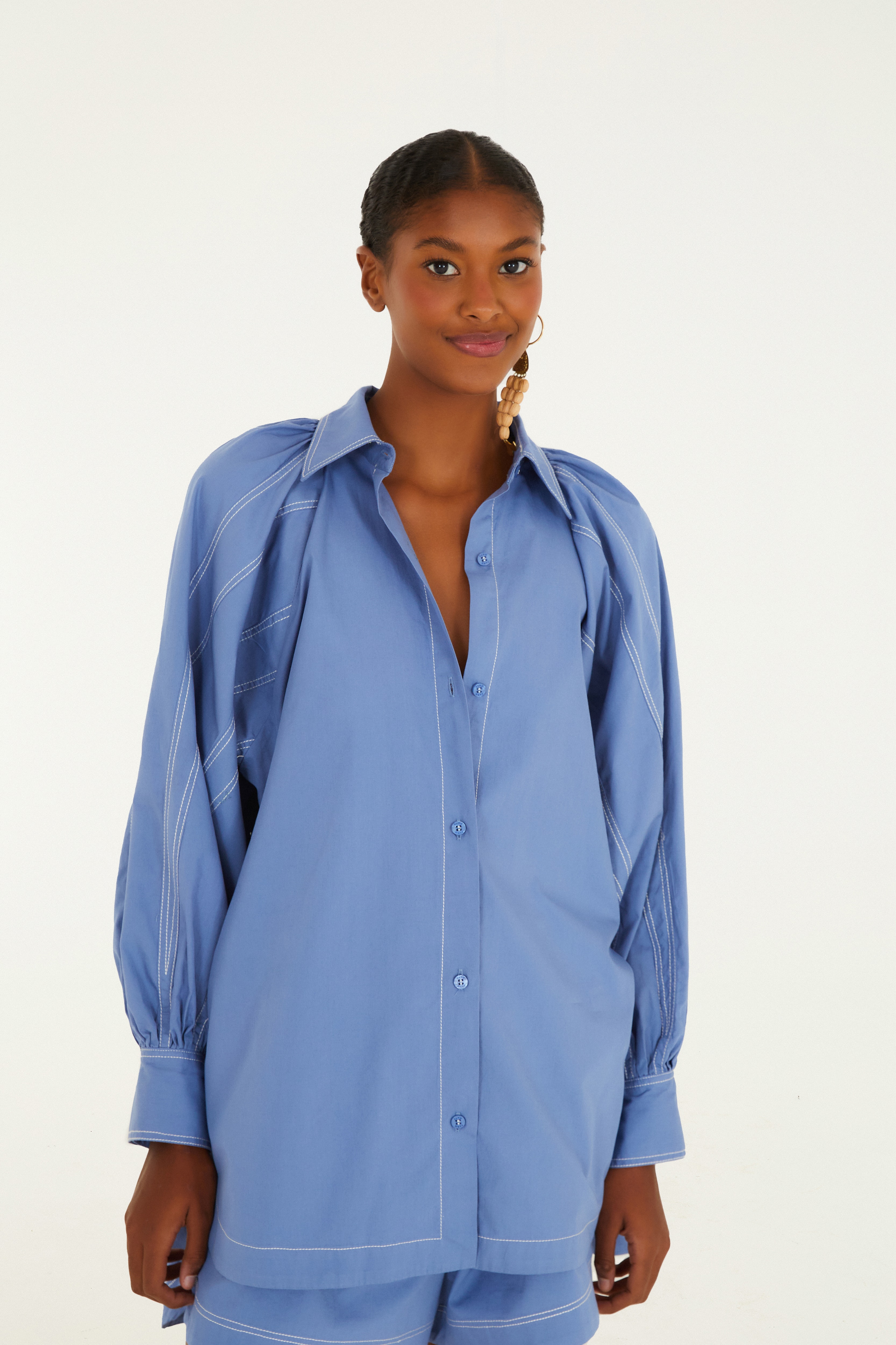 Camisa Mangas Pesponto