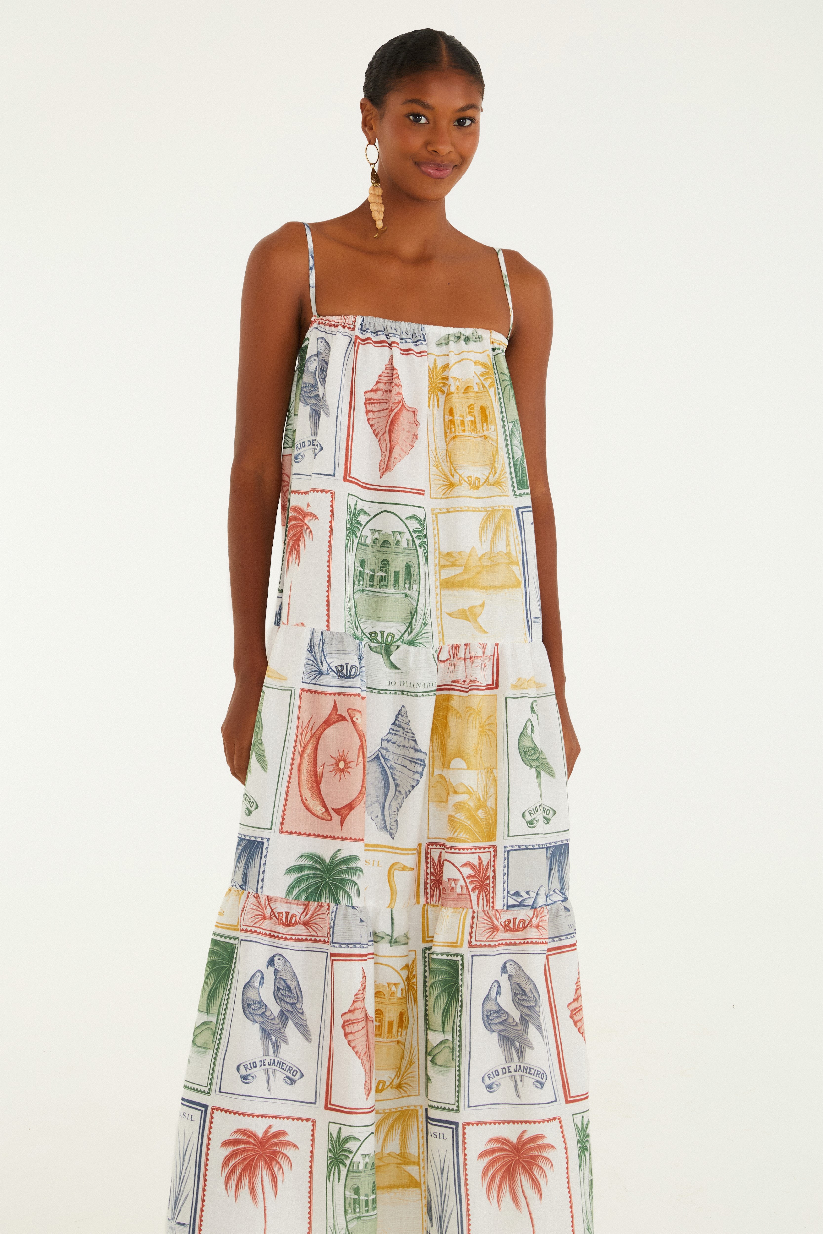 Vestido Estampado Brasil Vintage