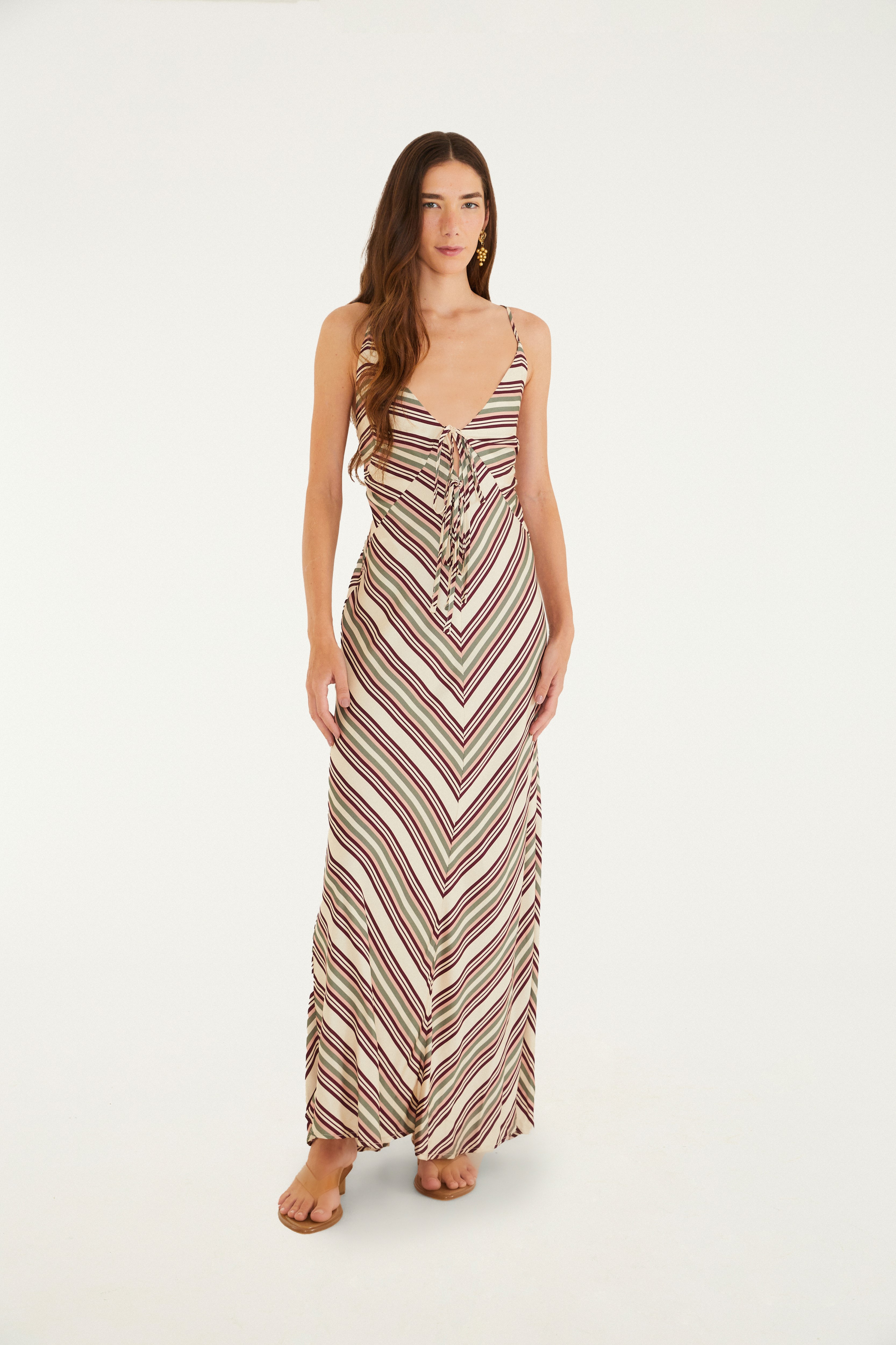 Vestido Alcinhas Listra Licor