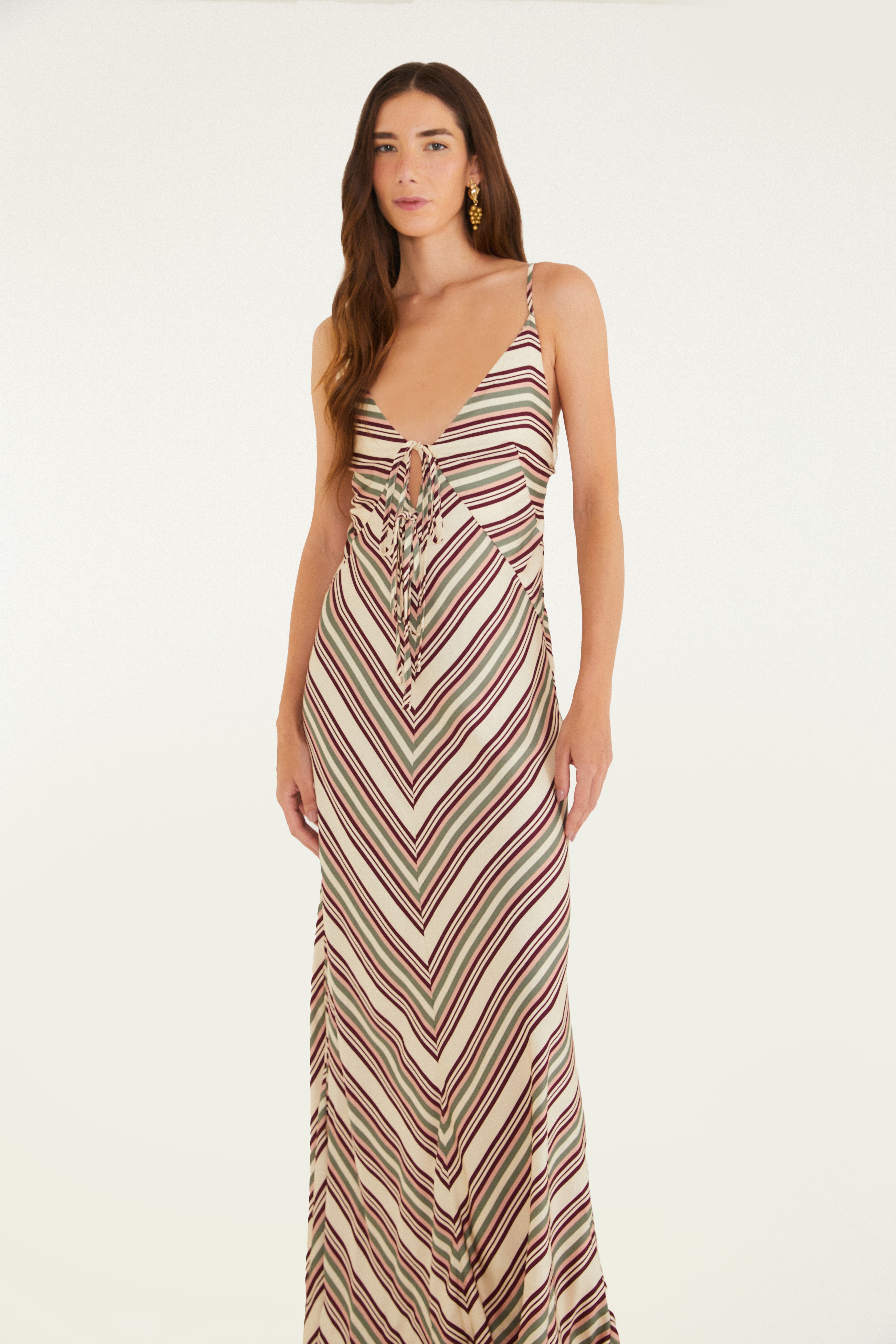 Vestido Alcinhas Listra Licor