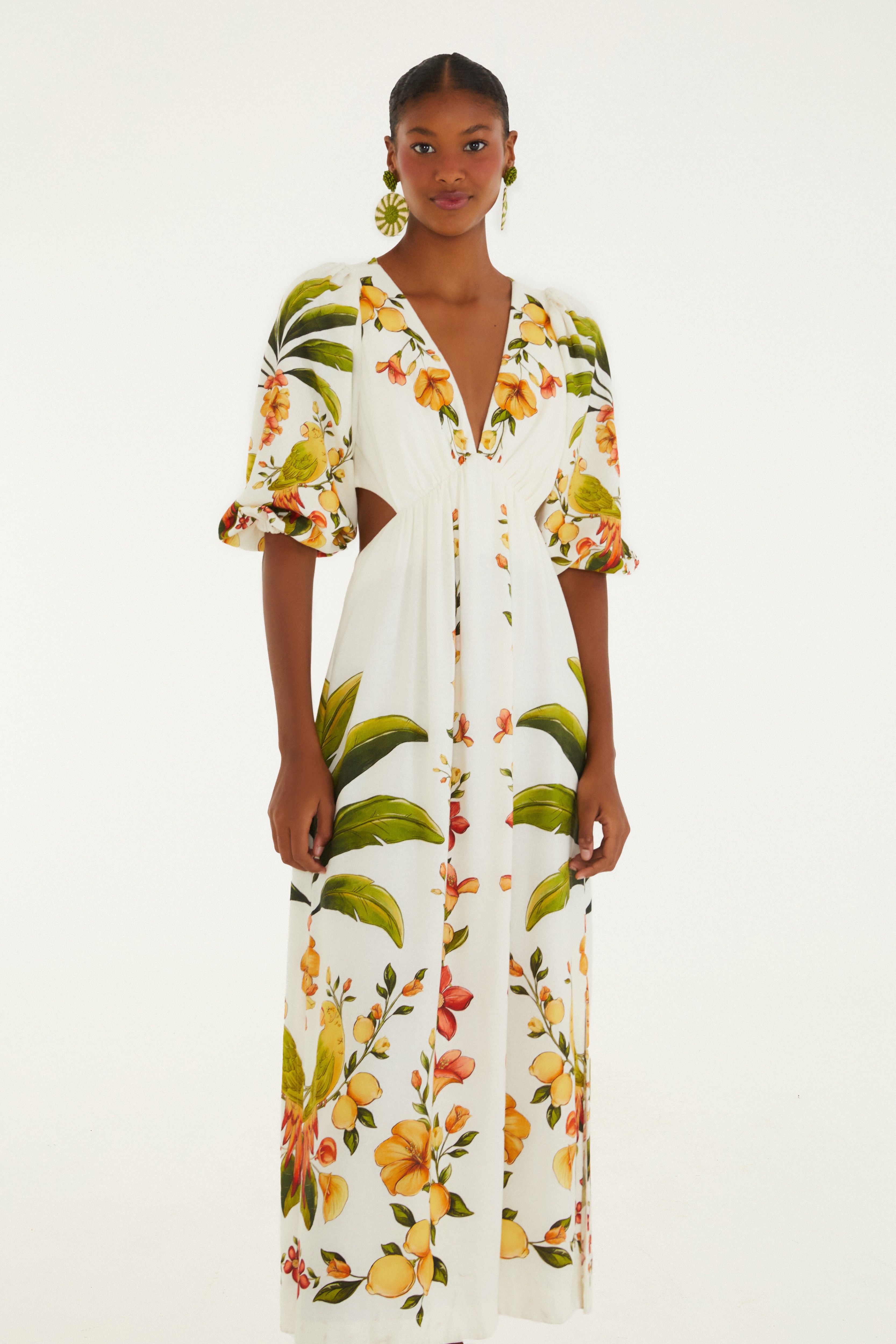 Vestido Cropped Estampado Bosque Chic