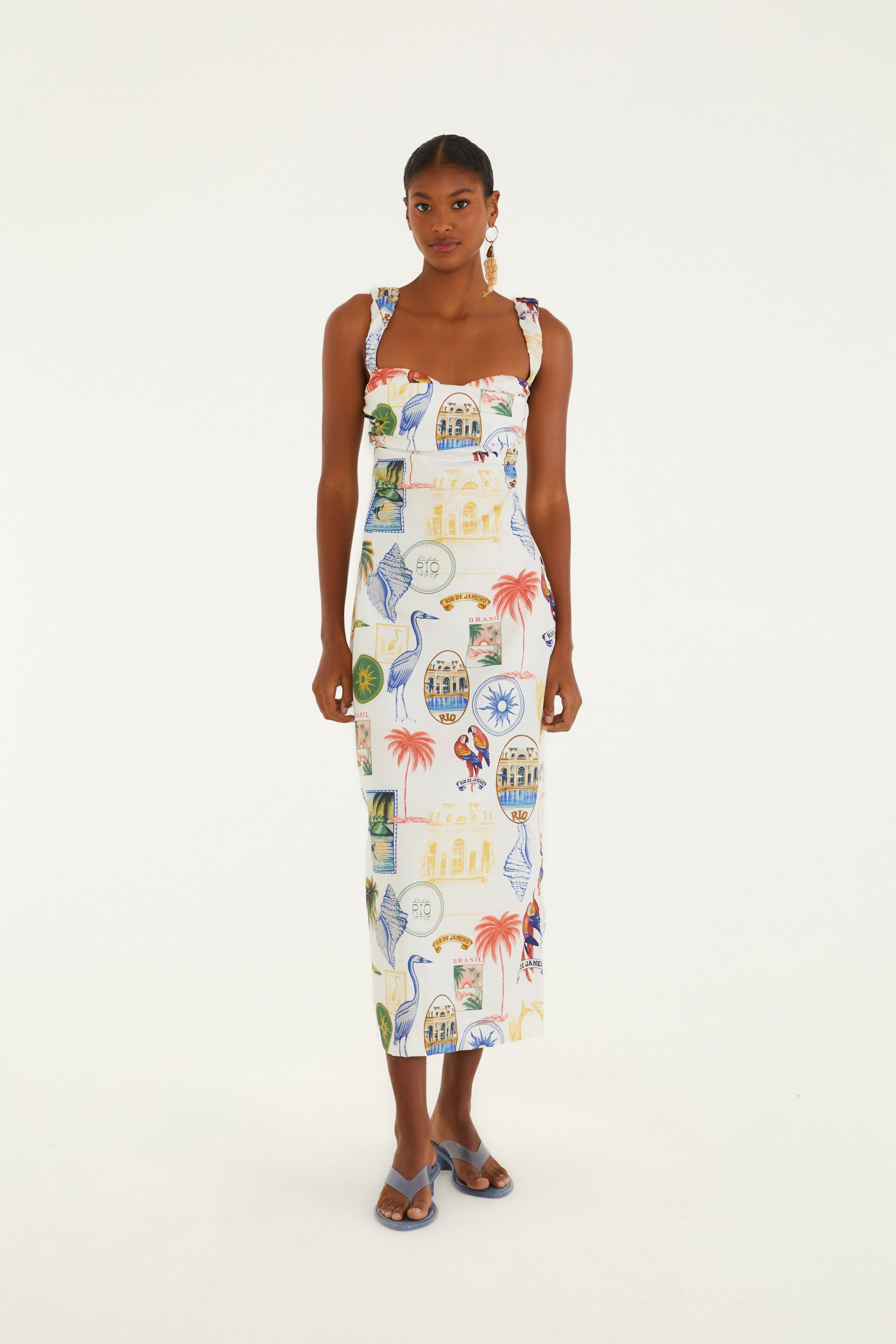 Vestido Estampado Tropical Vintage