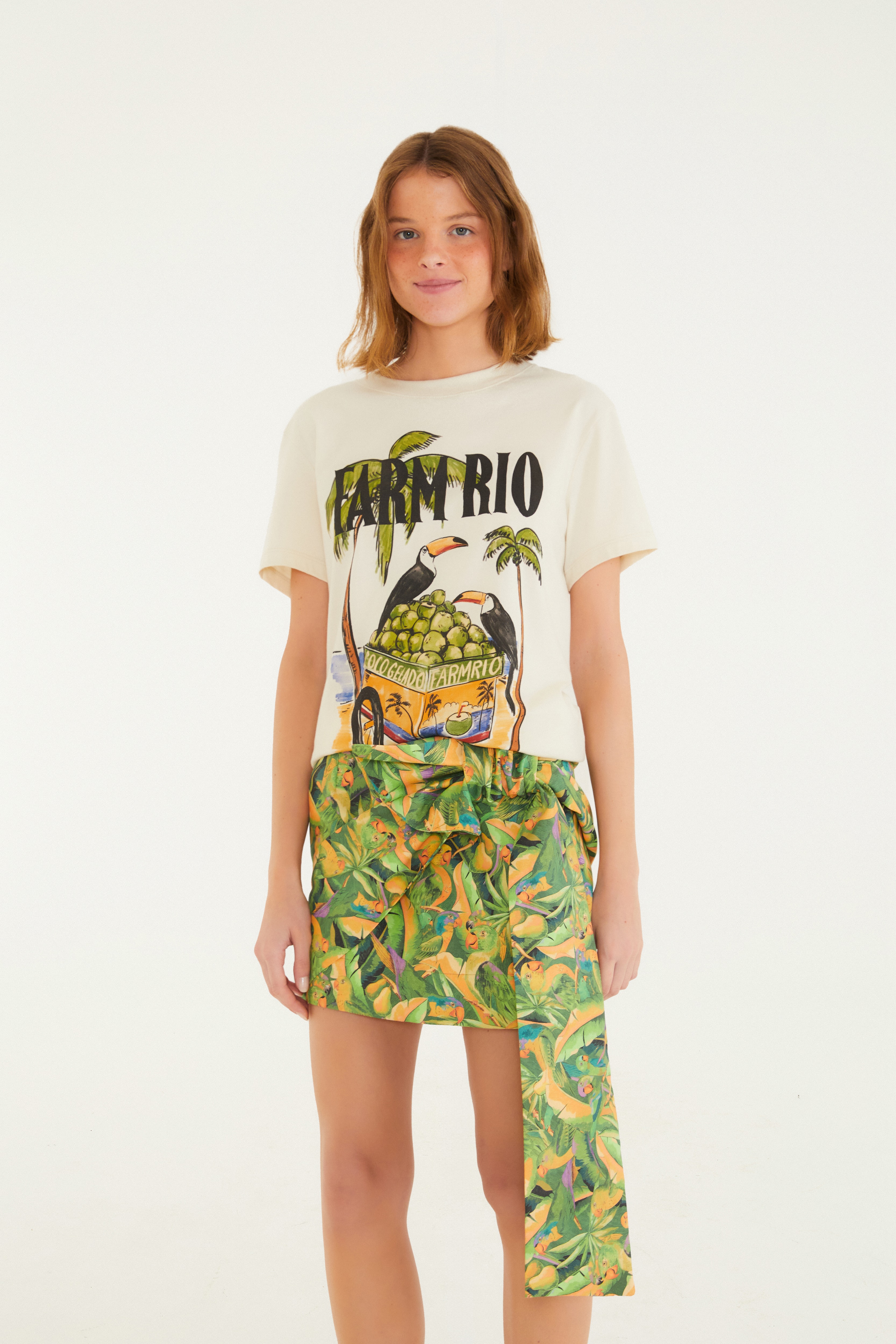 Saia Estampada Floresta De Passarinho