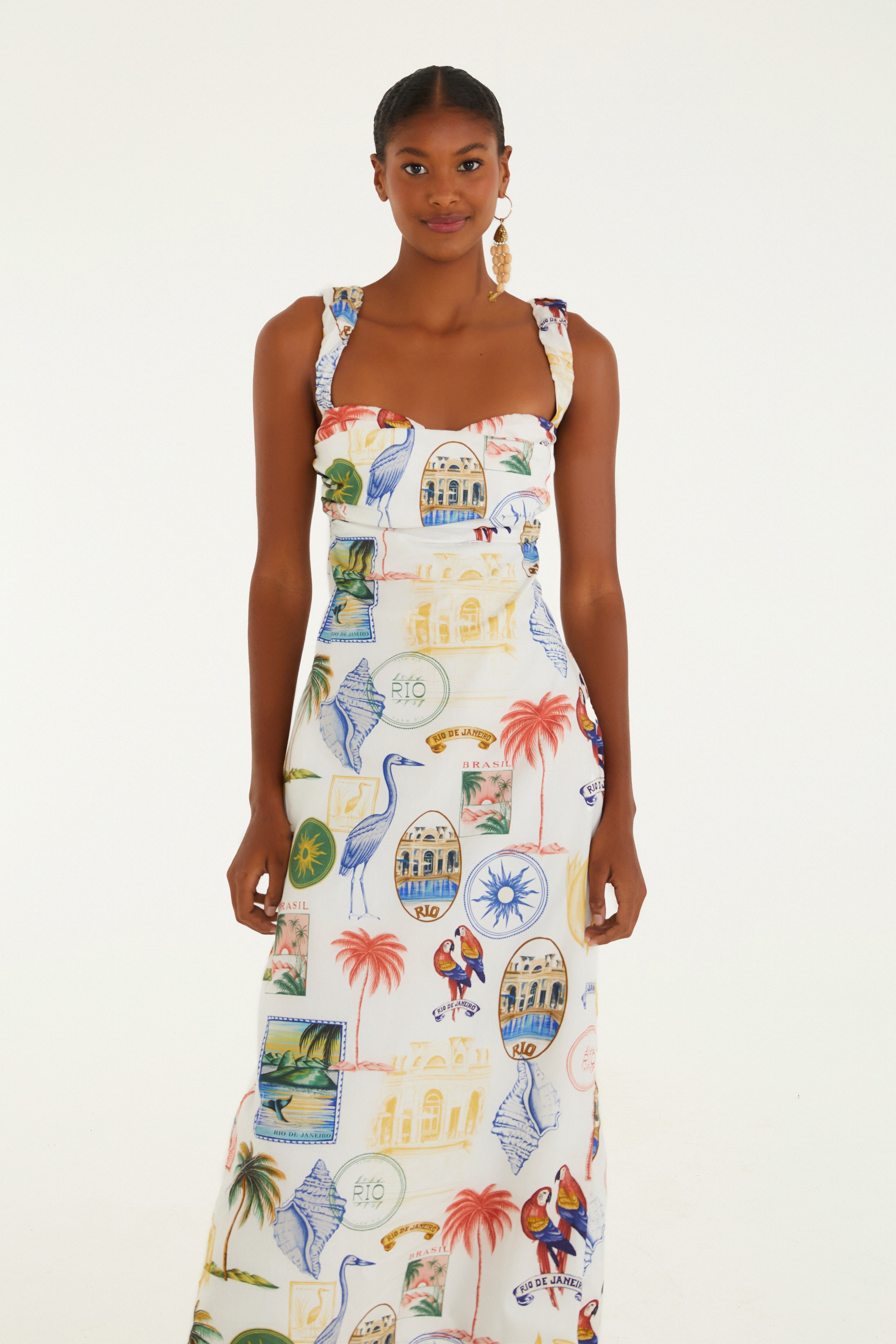 Vestido Estampado Tropical Vintage