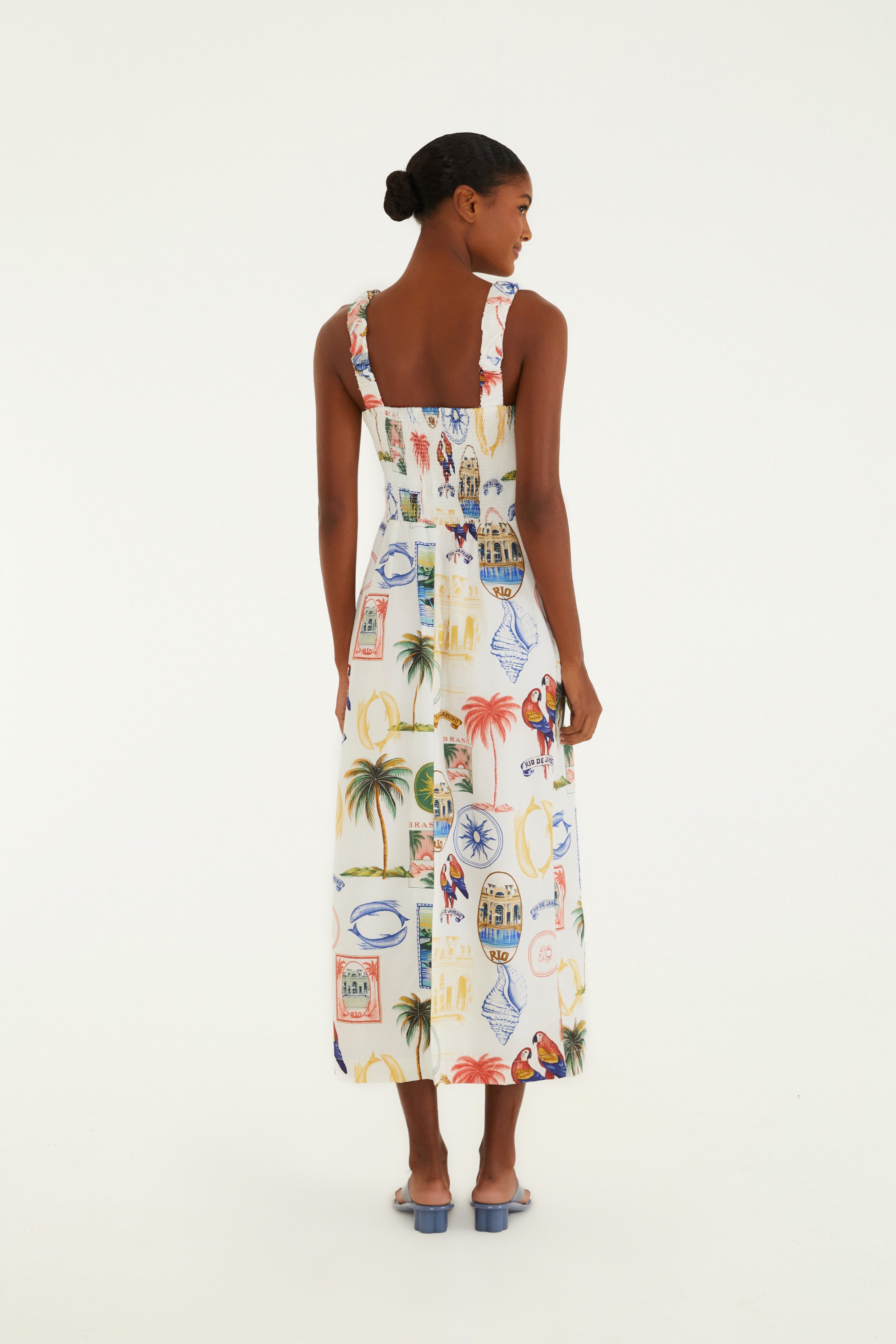 Vestido Estampado Tropical Vintage