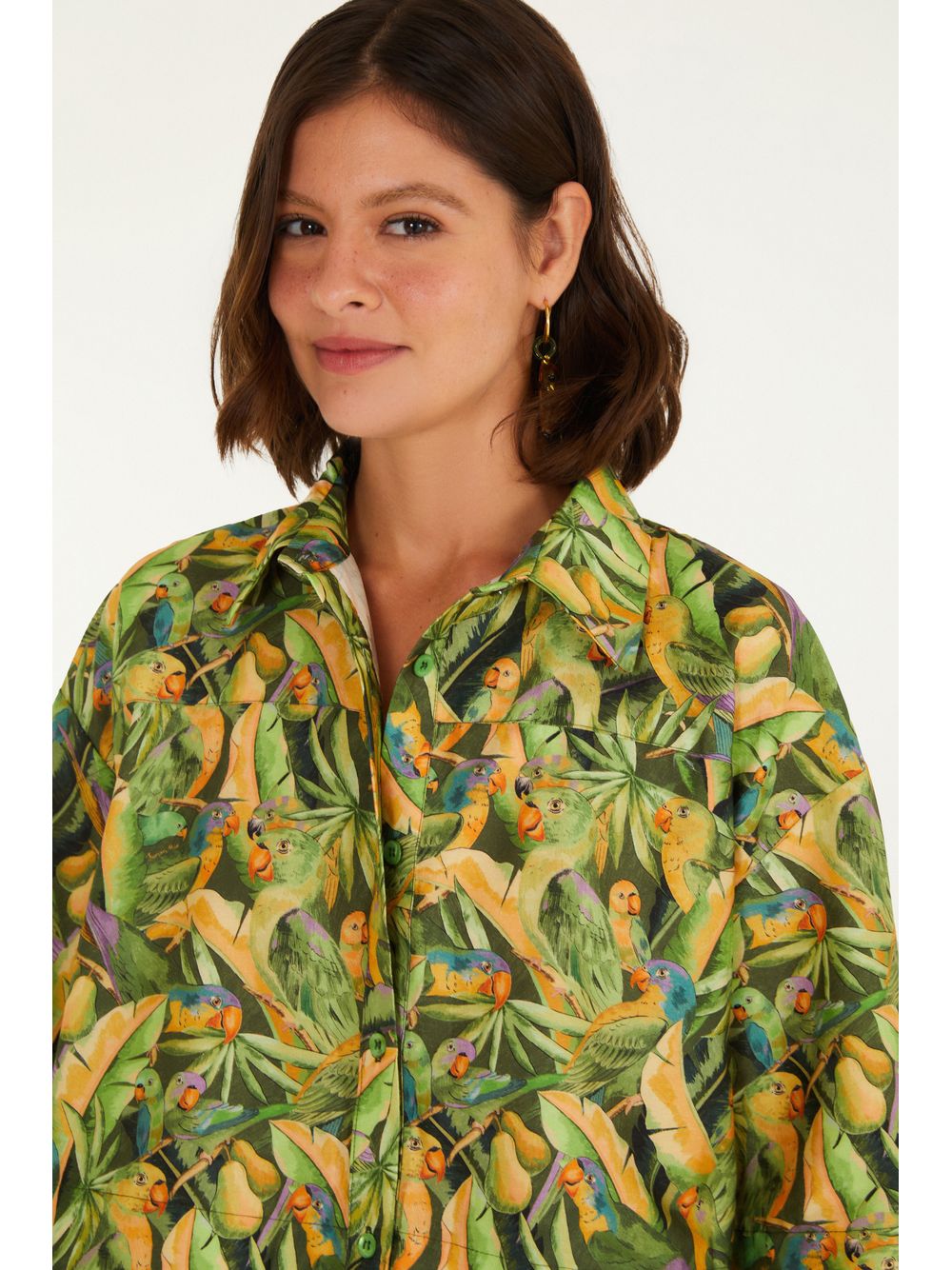 Farm — Camisa Estampada Floresta De Passarinho