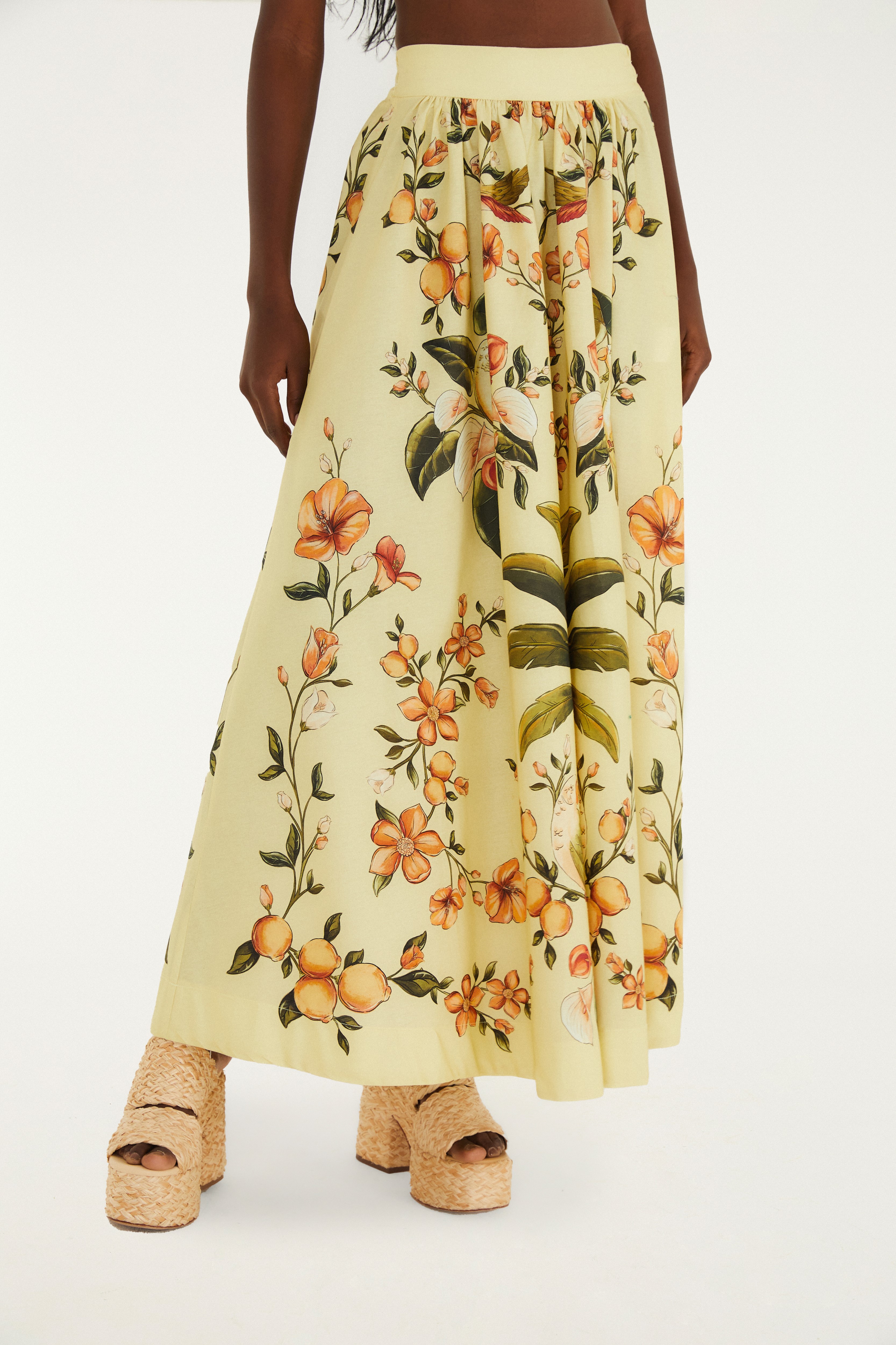 Saia Evasê Estampada Bosque Chic