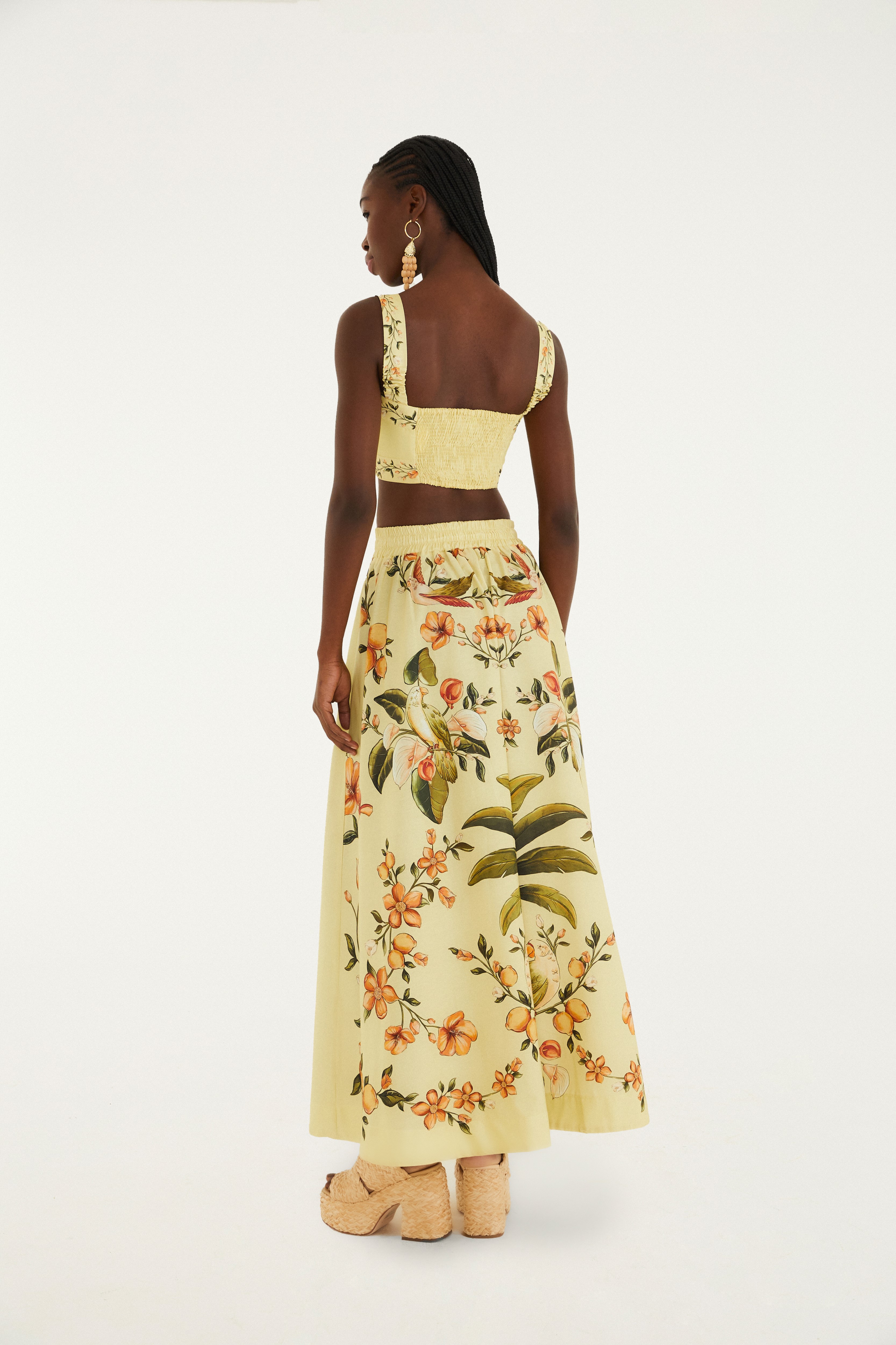Saia Evasê Estampada Bosque Chic