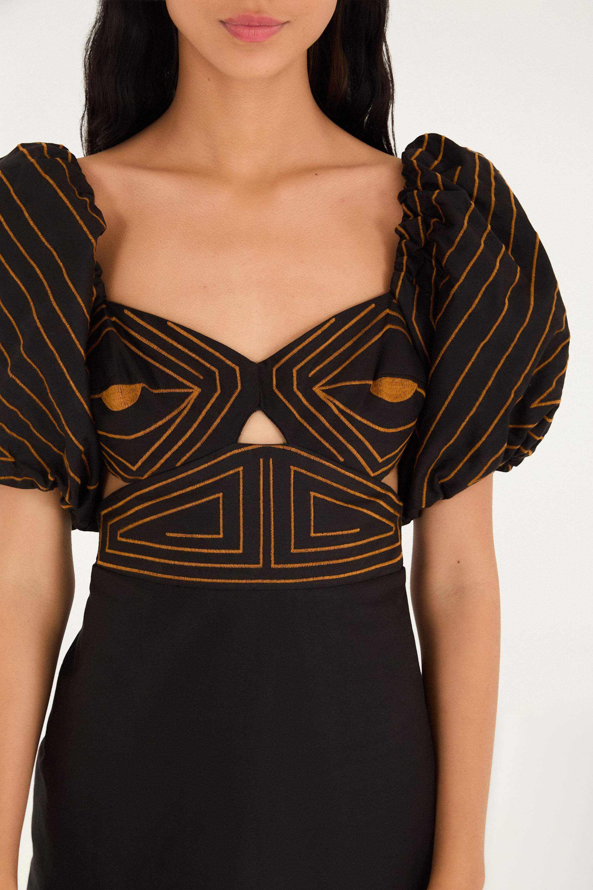 Vestido Midi Estampado Tipográfico Amazônia