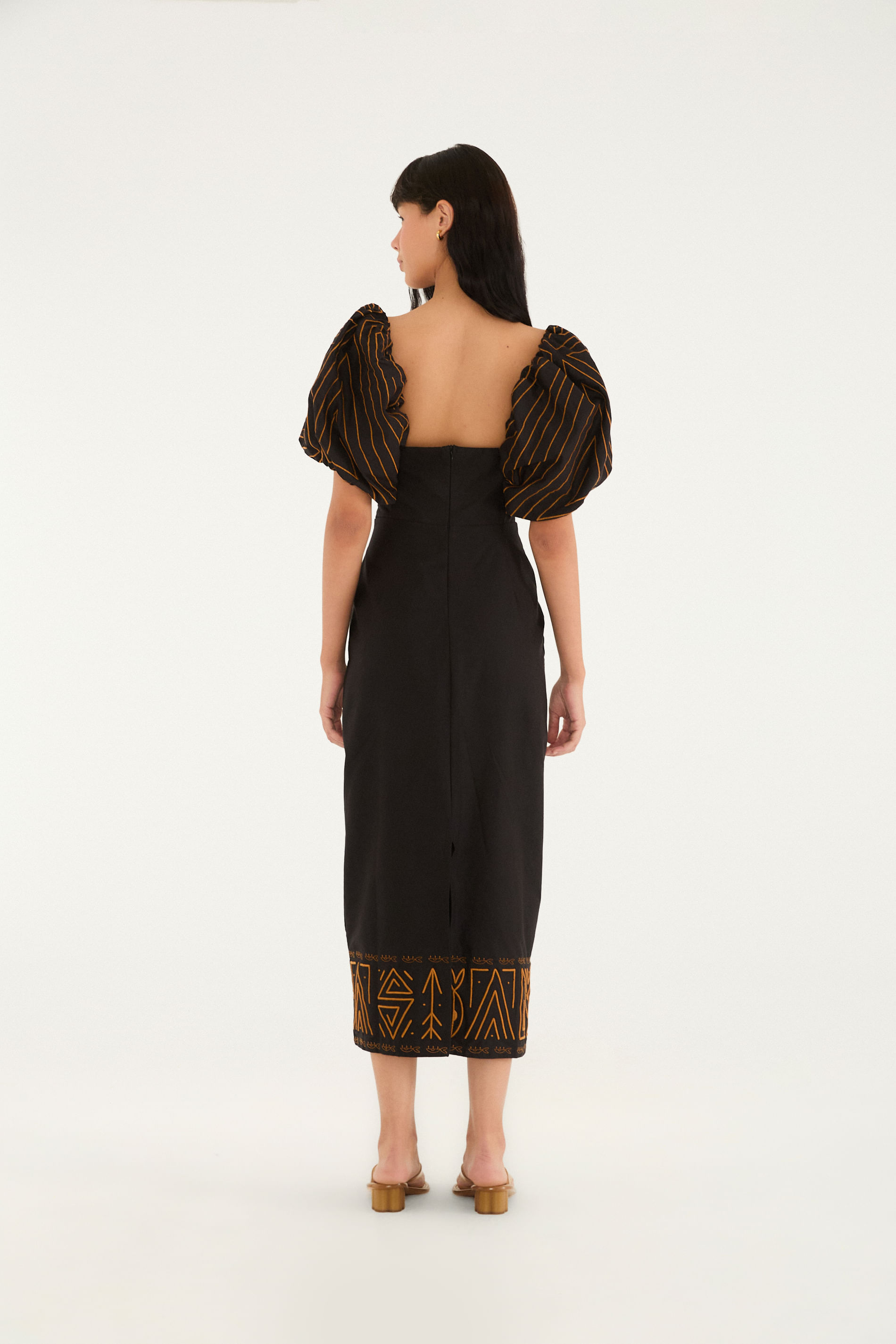 Vestido Midi Estampado Tipográfico Amazônia