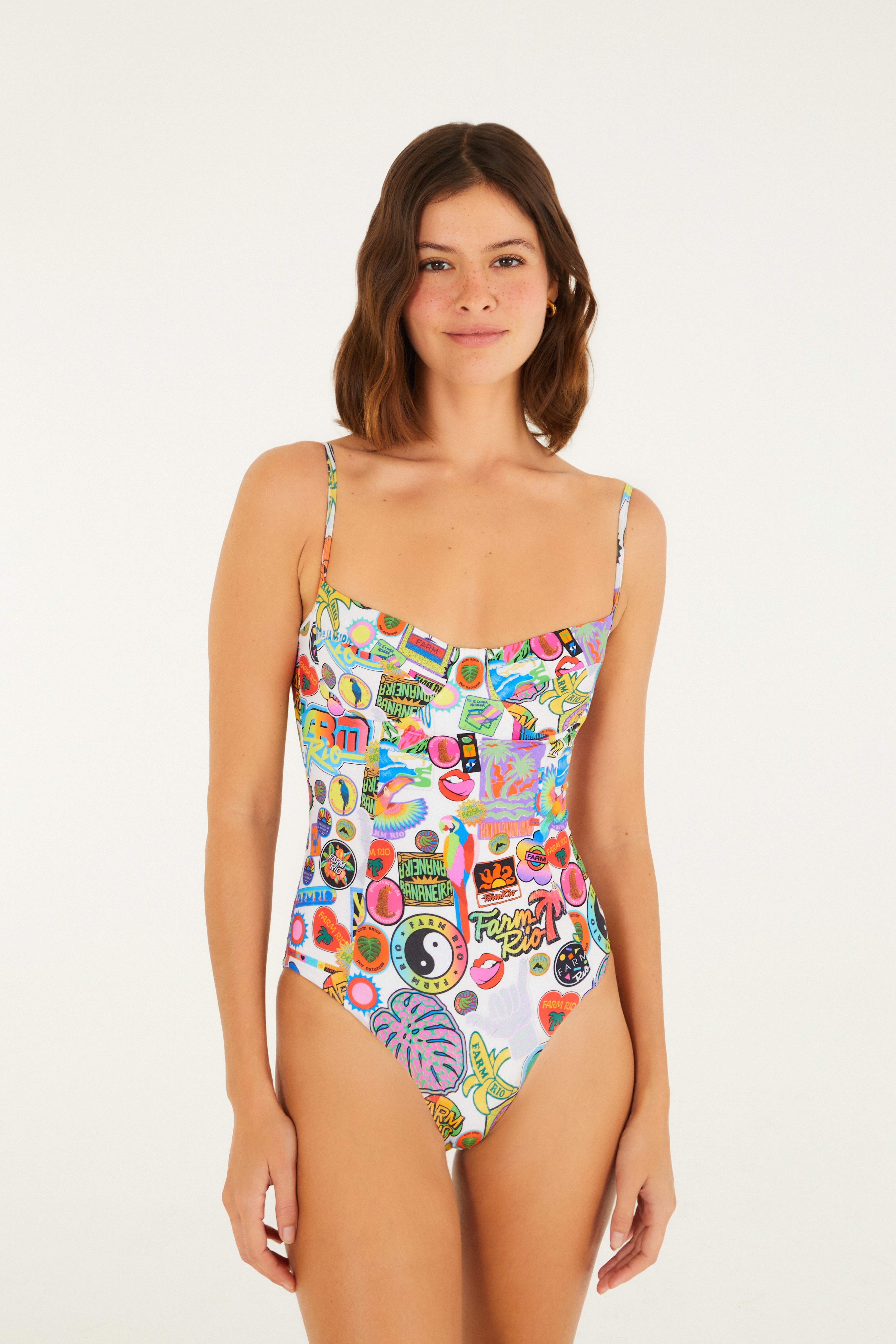 Maiô Estampado Sticker Tropical