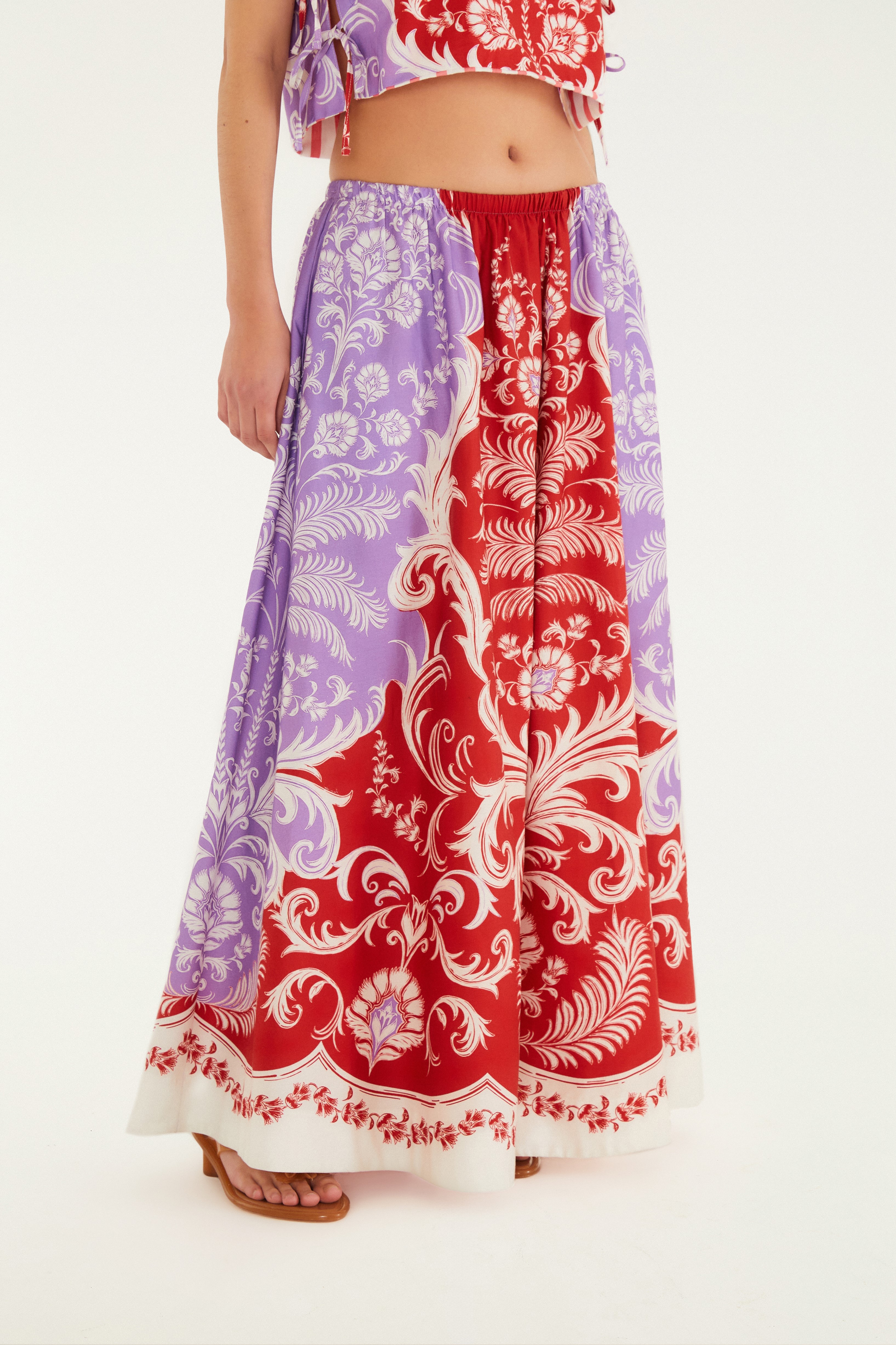 Saia Evasê Estampada Santorini