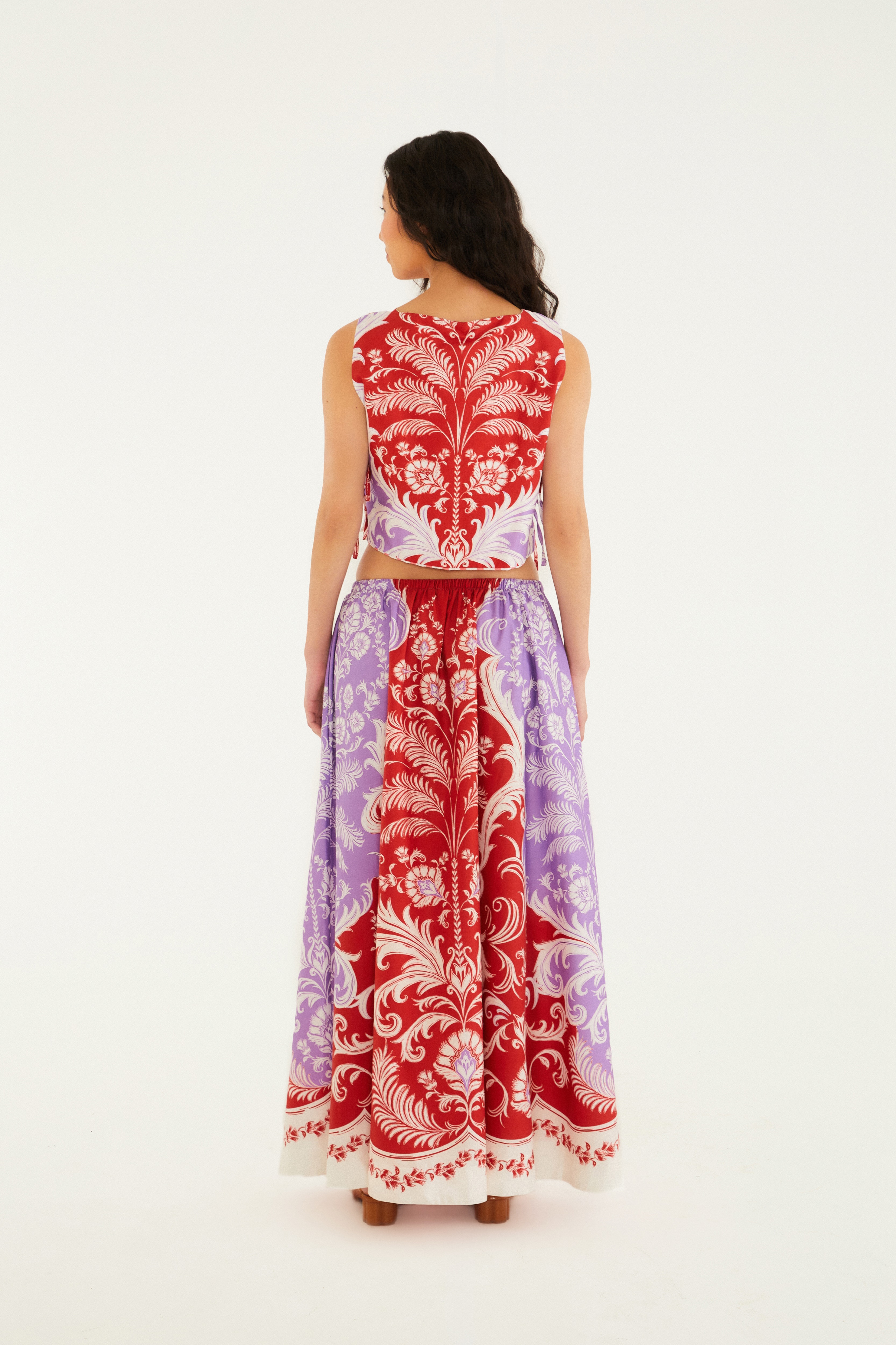 Saia Evasê Estampada Santorini