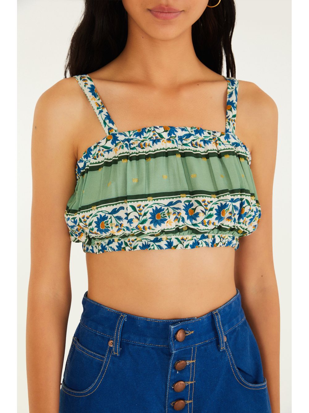 Farm — Top Estampado Azulejo Florido